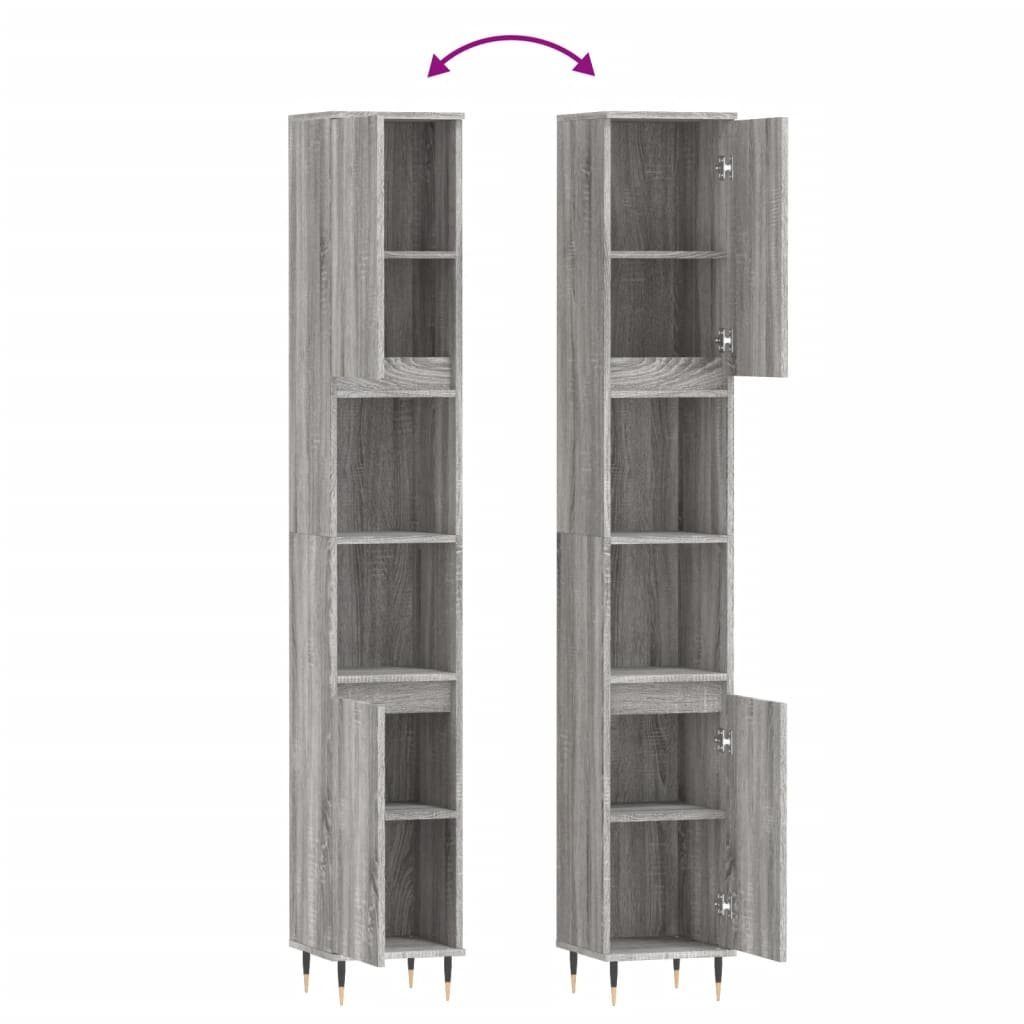 Badschrank Badezimmerspiegelschrank (1-St) Sonoma Grau 30x30x190 Holzwerkstoff vidaXL cm