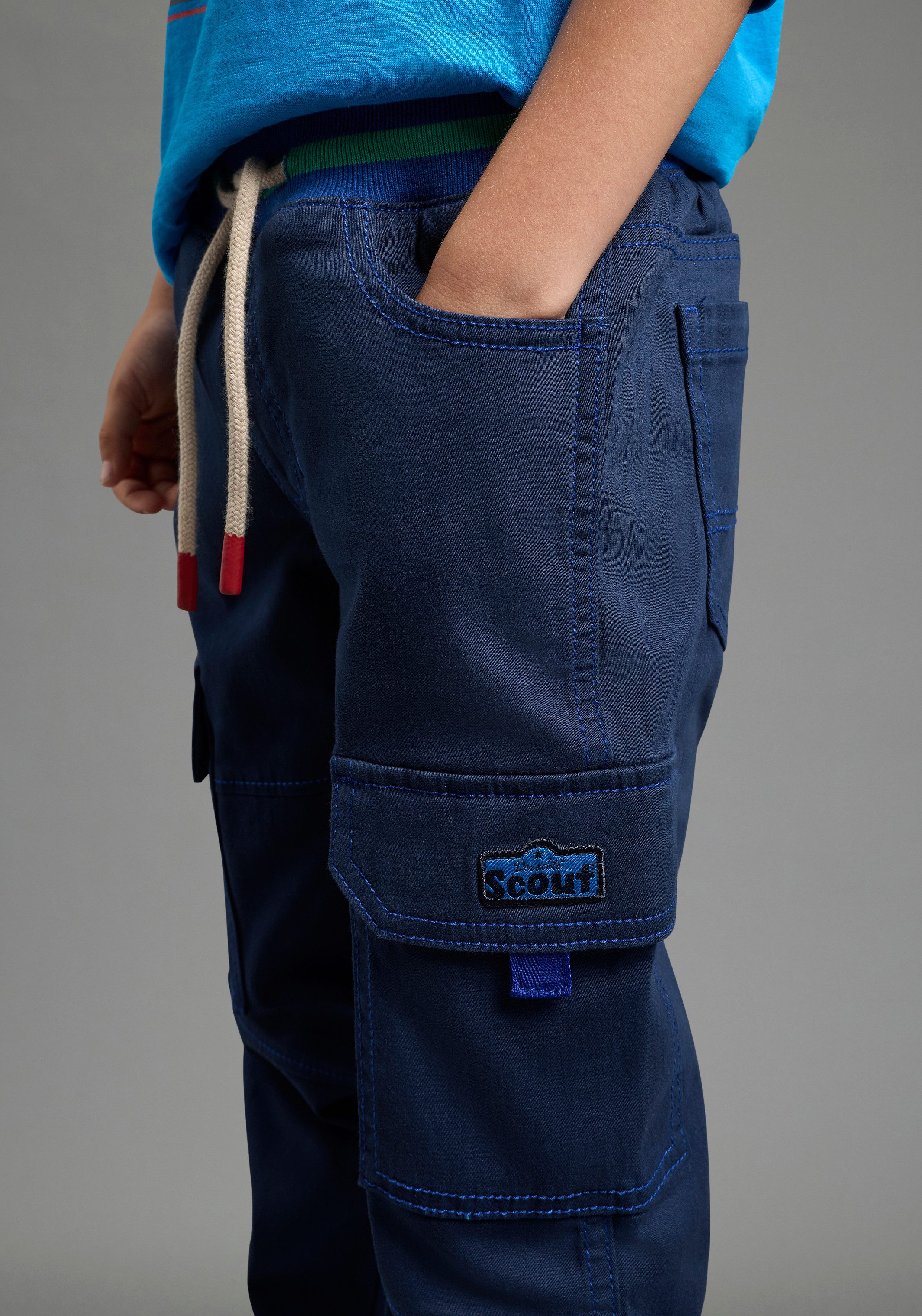 Scout Cargohose Cargohose mit Ringelbündchen - NEU von SCOUT Twillhose mit kontrastfarbigen Ripp-Bündchen, gerader Schnitt – Bild 3 von 5