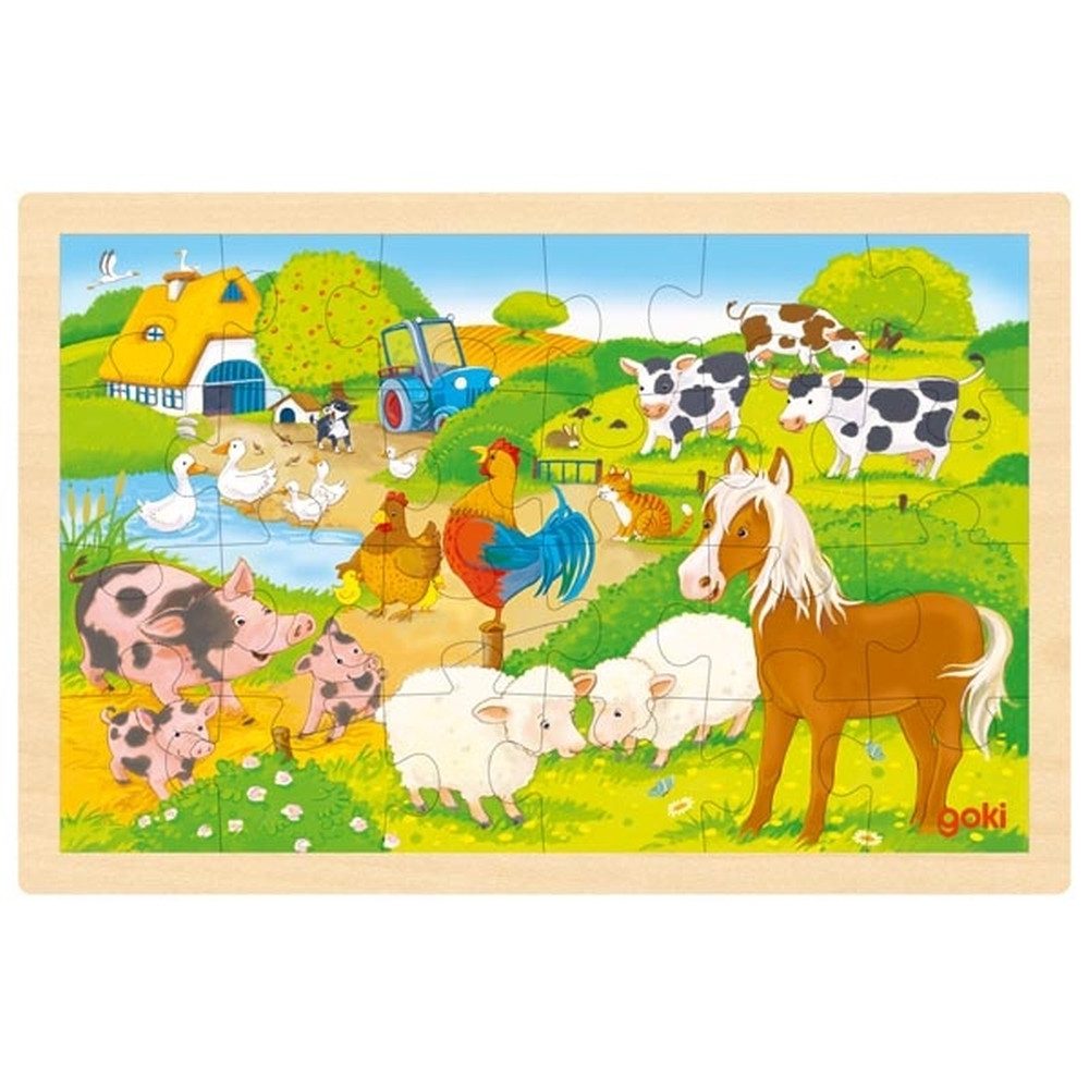 goki Puzzle Einlegepuzzle Bauernhof/Zoo, Puzzleteile