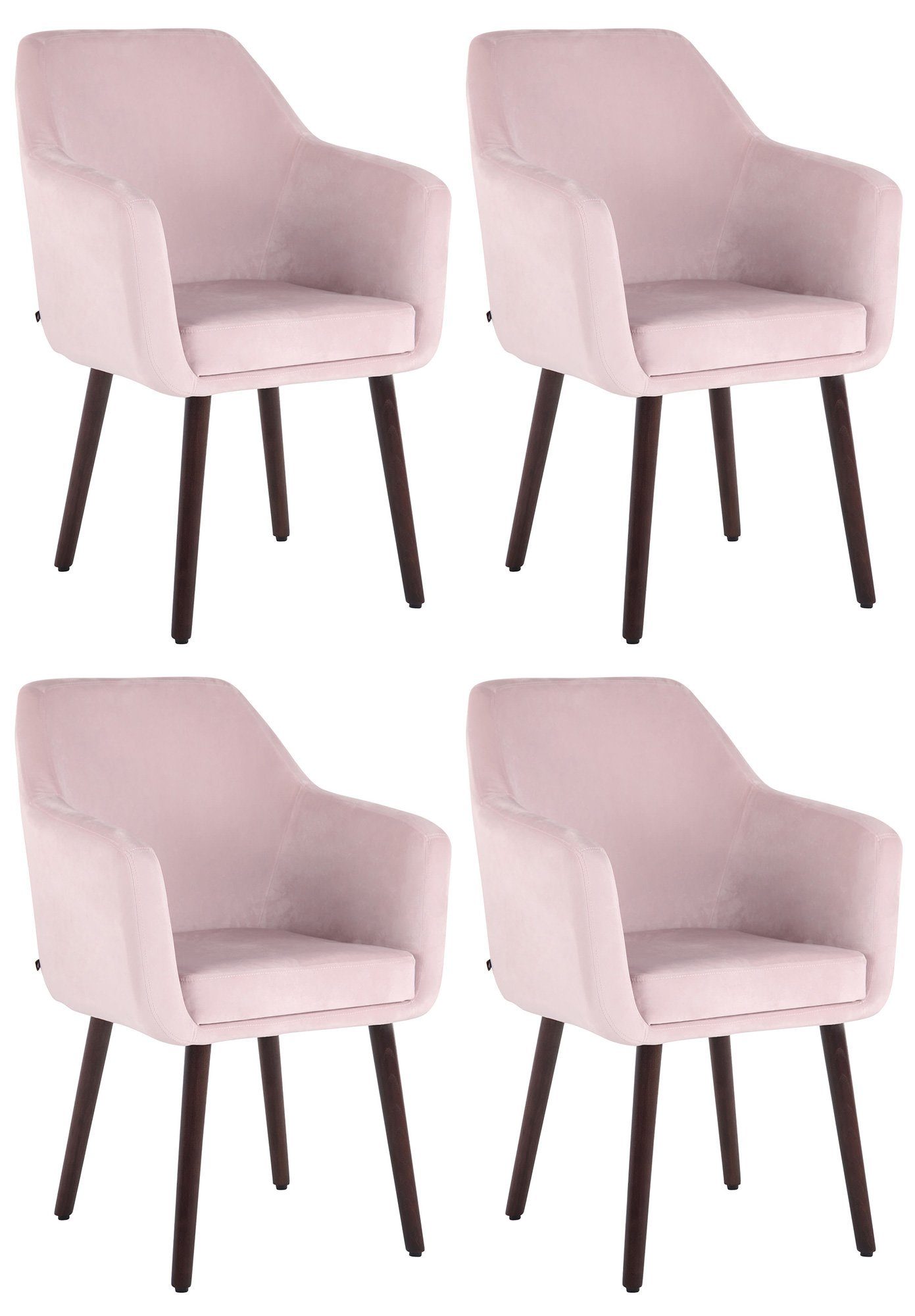 gepolstert pink Samt 4-Fuß-Stühle, (4er Esszimmerstuhl Set), Utrecht CLP