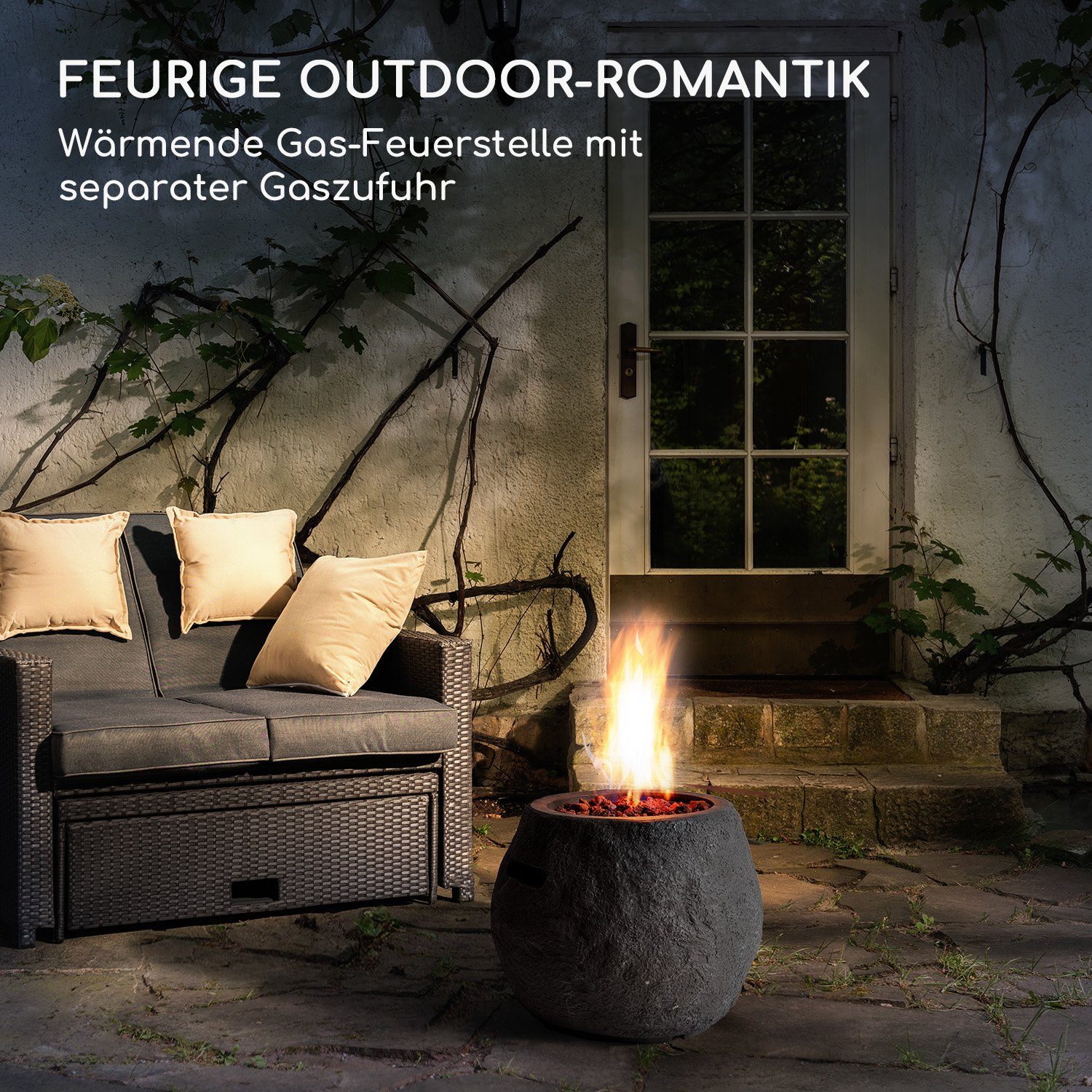 blumfeldt Feuerschale Andros, (Set), Gasheizgerät terrassenheizstrahler Outdoor