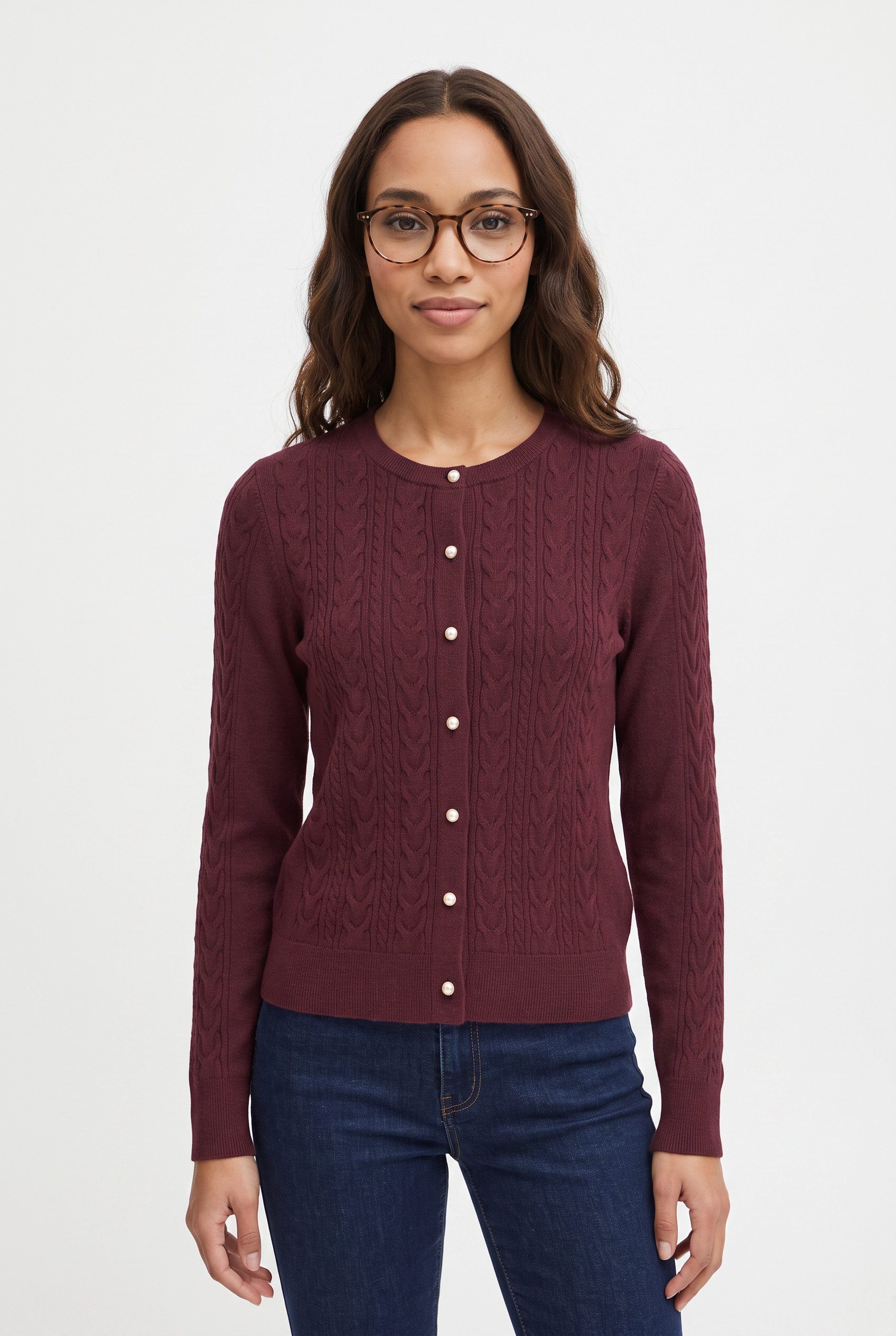 Vila Strickjacke VIKERRY CABLE L/S KNIT CARDIGAN-NOOS Materialmix, normal geschnitten