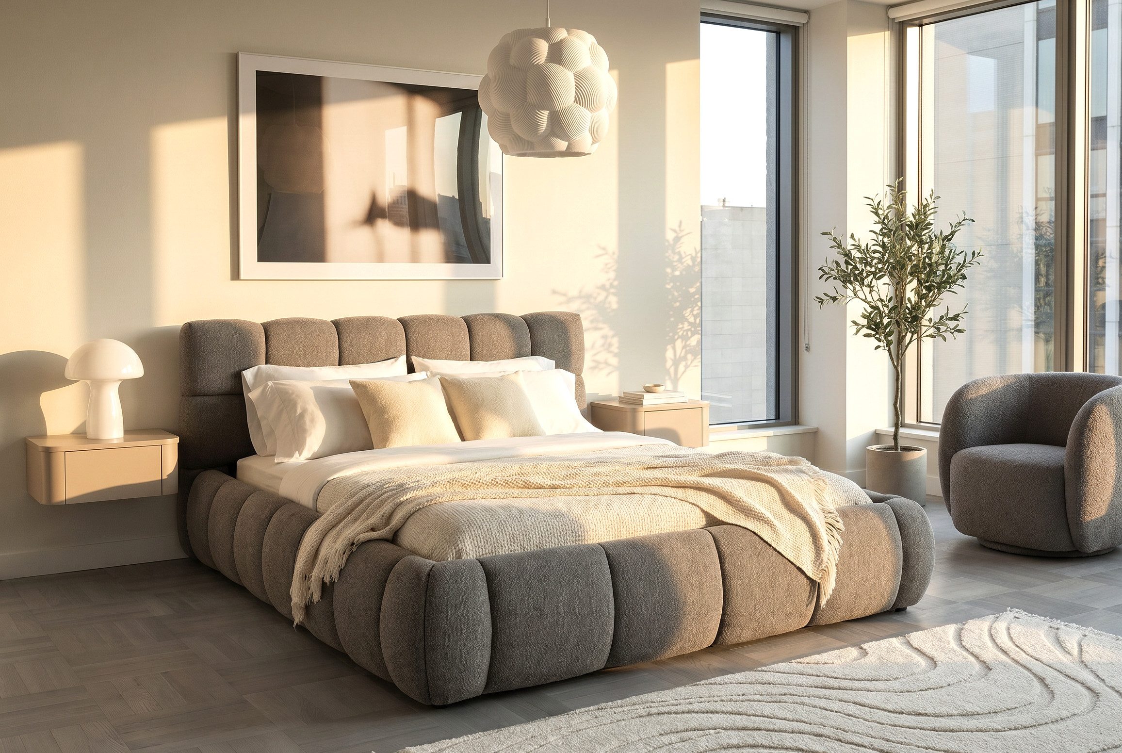 ATLANTIC home collection Polsterbett Nuala in verschiedenen Breiten, gepolstertes Kopfteil und Rahmen, Bezug mit Melange-Effekt
