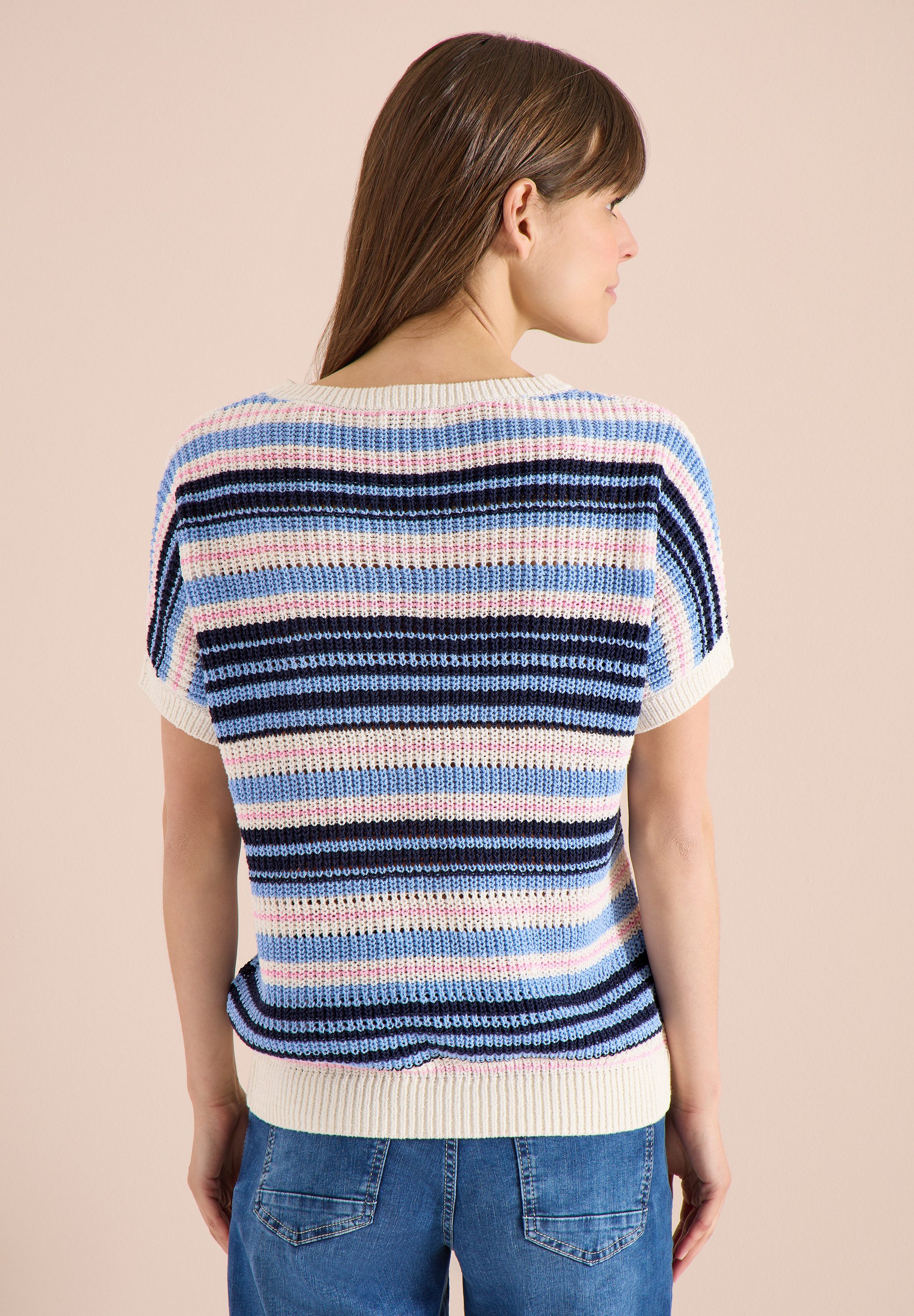 CECIL Kurzarmpullover mit Elastiksaum