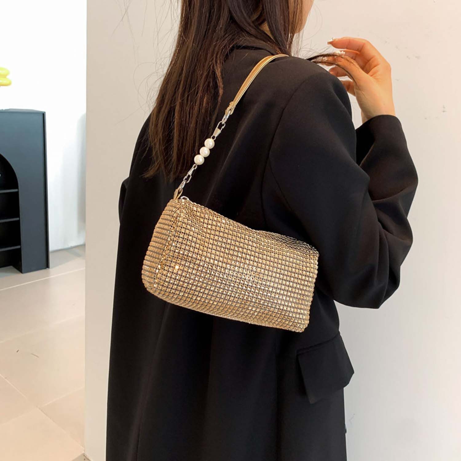nsihing Clutch Elegante Abendtasche Damen Mit Glitzerndem Design