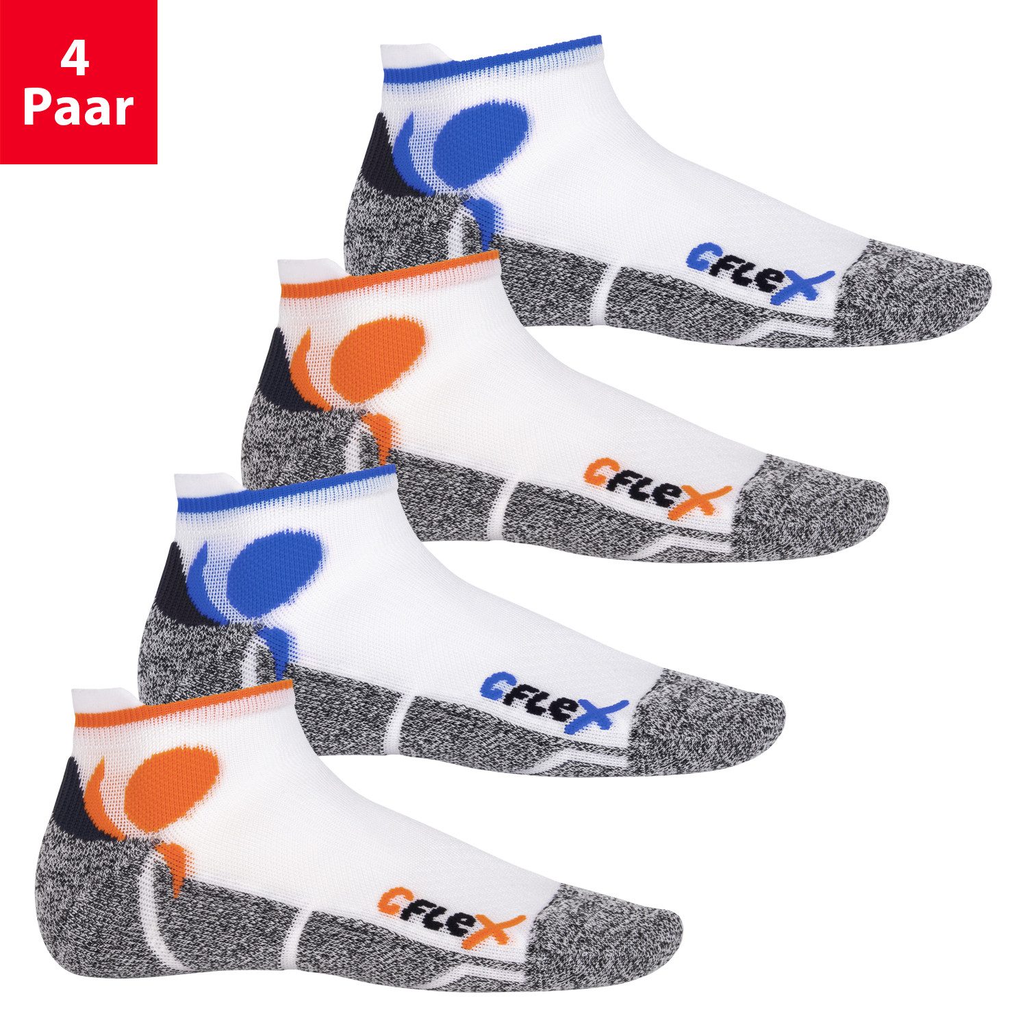 CFLEX Sportsocken Running Damen & Herren Sport Sneaker Socken (4 Paar) Laufsocken