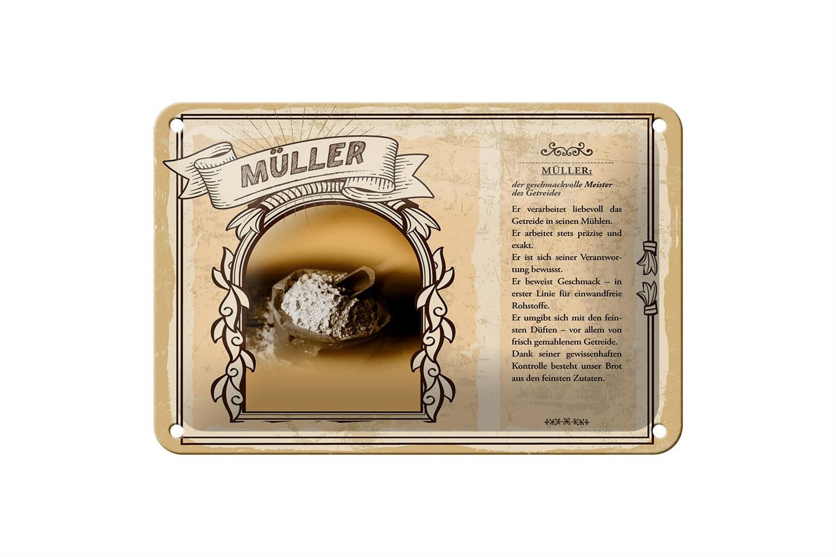 Femer GmbH Metallschild Berufe 18x12cm Müller Meister des Getreides, (1 St), gewölbte Oberfläche, abgerundete Ecken, umgeschlagene Kanten