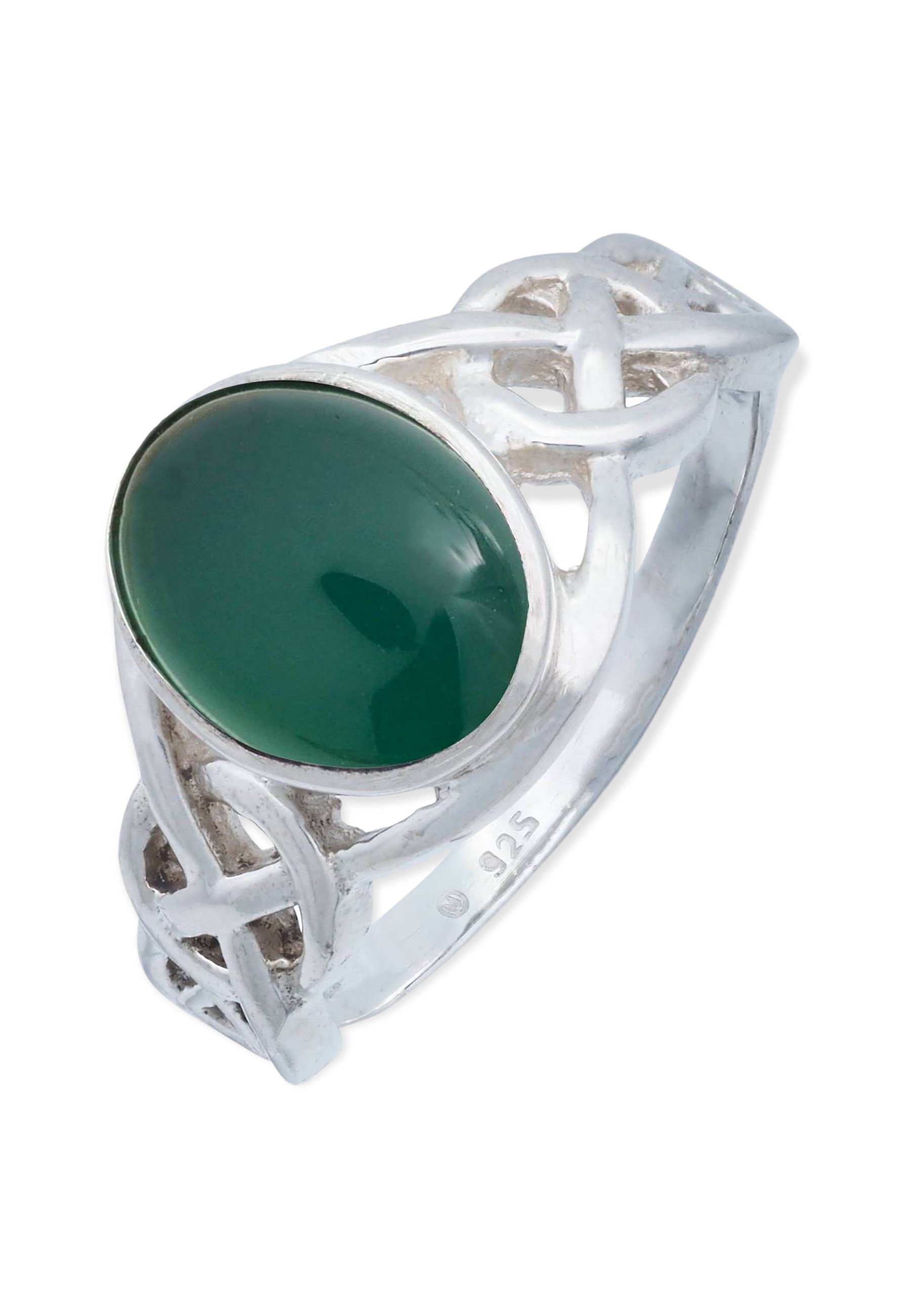 mantraroma Silberring 925er Silber mit grüner Onyx | Silberringe