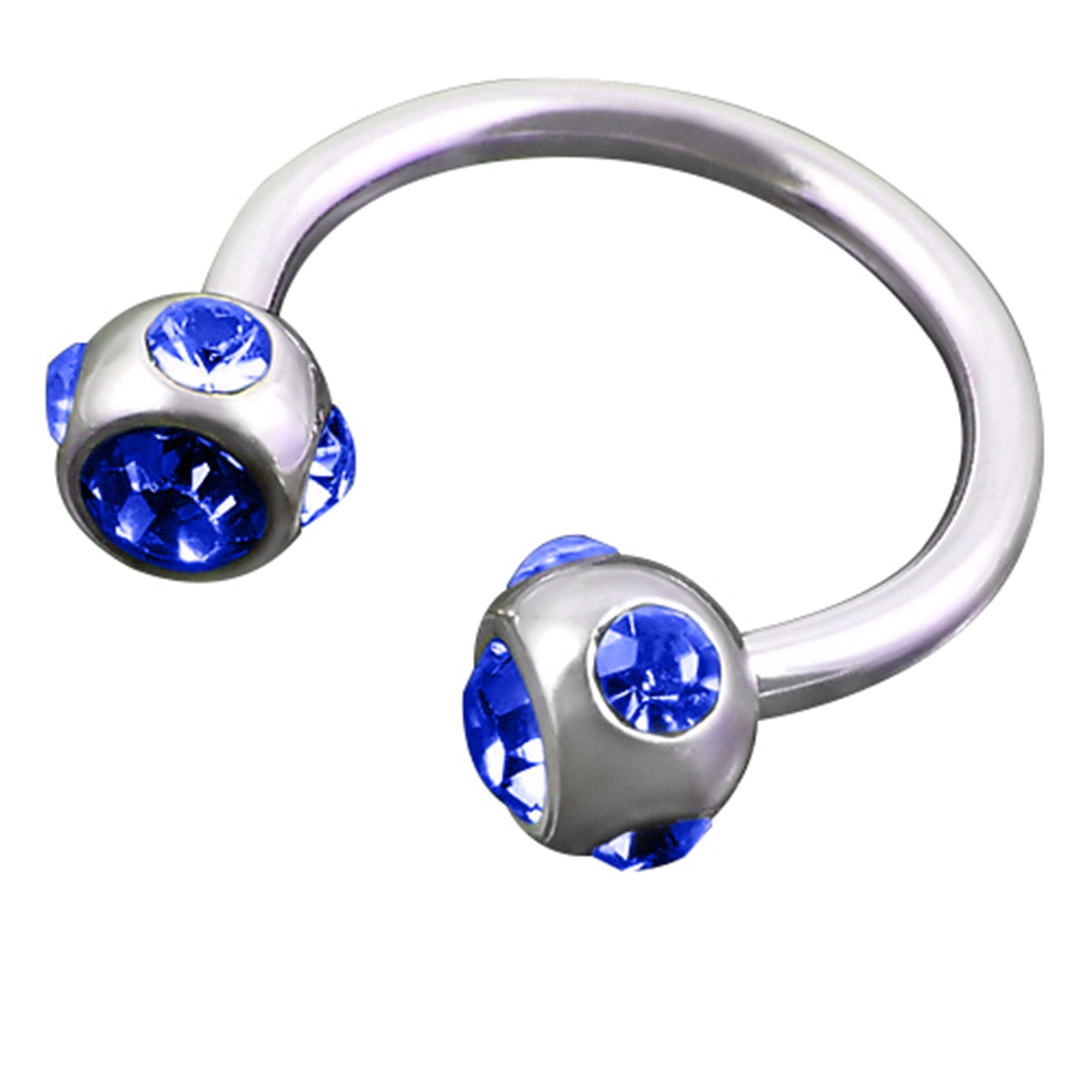 Taffstyle Piercing-Set Piercing Hufeisen Multi Kristall Kugeln, Lippenpiercing Lippe Schmuck Piercing Hufeisen Multi Kristall Kugeln Blau