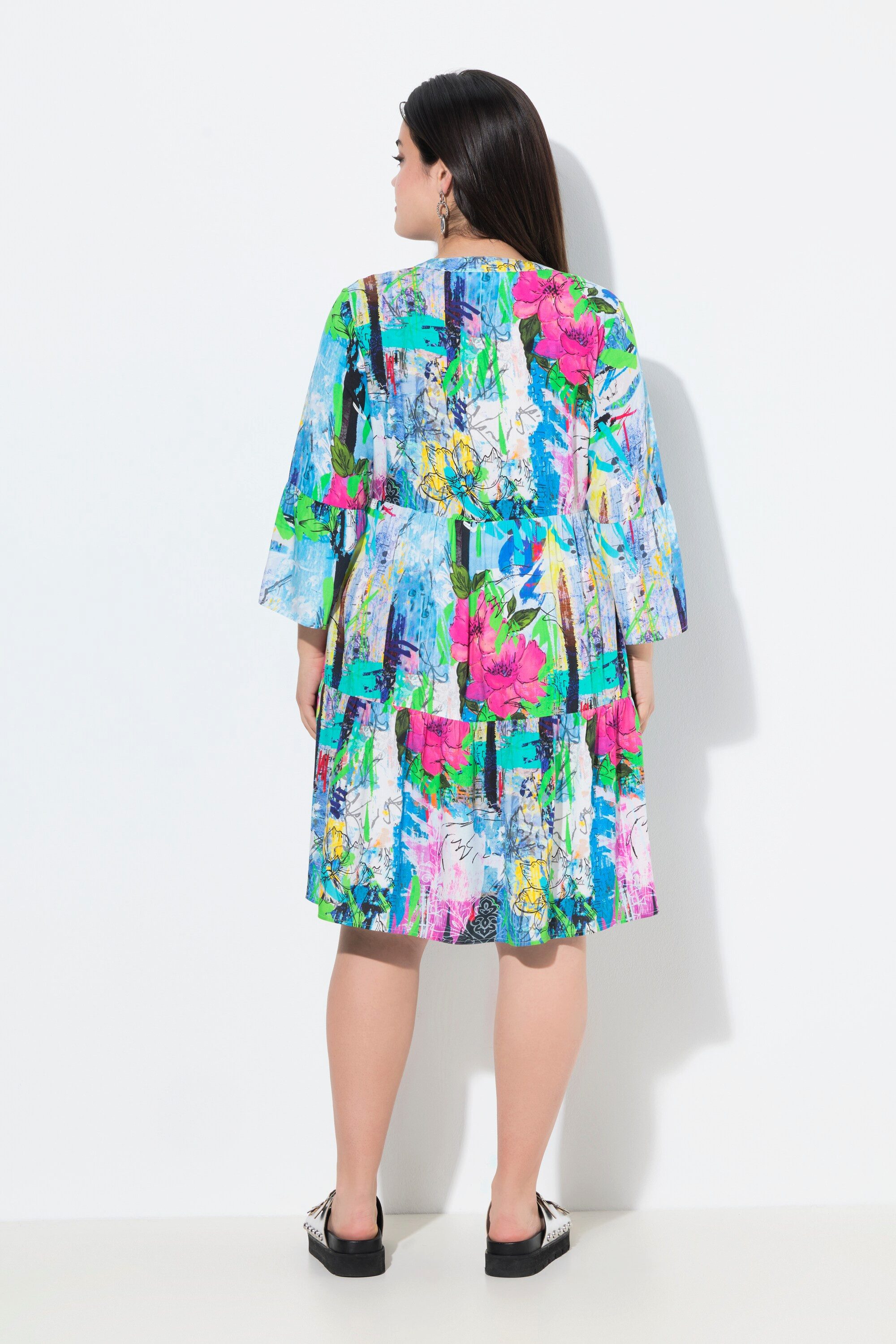 Angel of Style Jerseykleid Kleid A-Linie Grafitti-Muster Volants