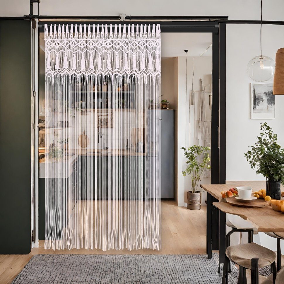 Cozyor Türvorhang Makramee 132 x 200 cm Boho Vorhang Fenstervorhang Raumtei günstig online kaufen