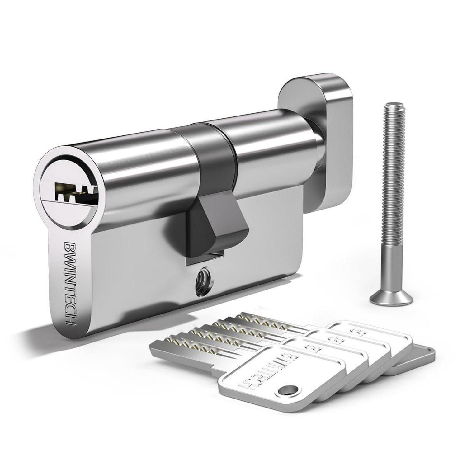 LuxusKollektion Profilzylinder Schließzylinder 45/50T Euro Messing Knauf/Schlüssel Chrom, (1-St)