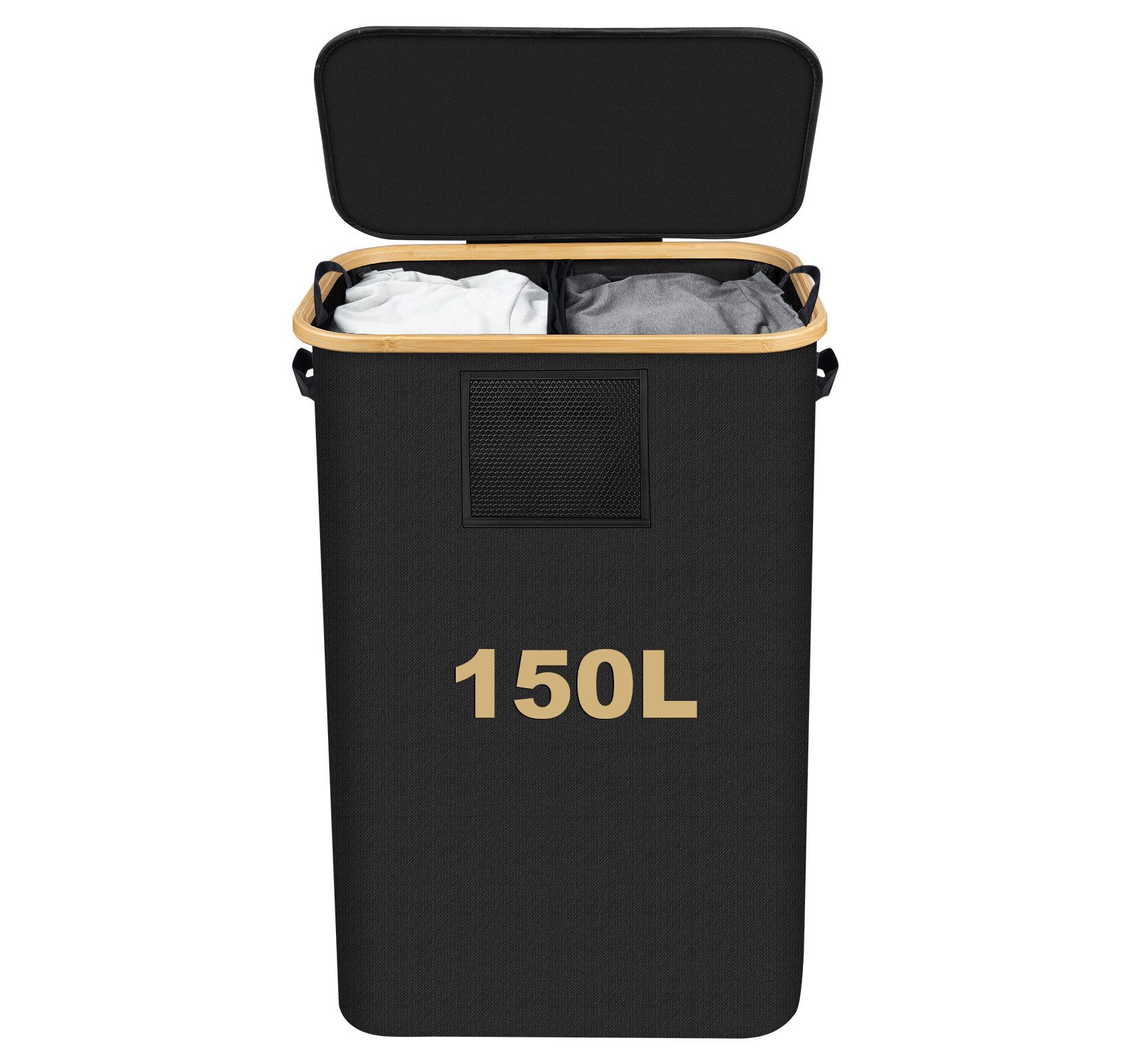 ElitVita Wäschebox 150 L Корзины для белья mit Deckel, mit 2 herausnehmbarem Wäschesack (1 St), Faltbar, 2 fächer, mit Griff, für Bad Schlafzimmer Schmutzwäsche