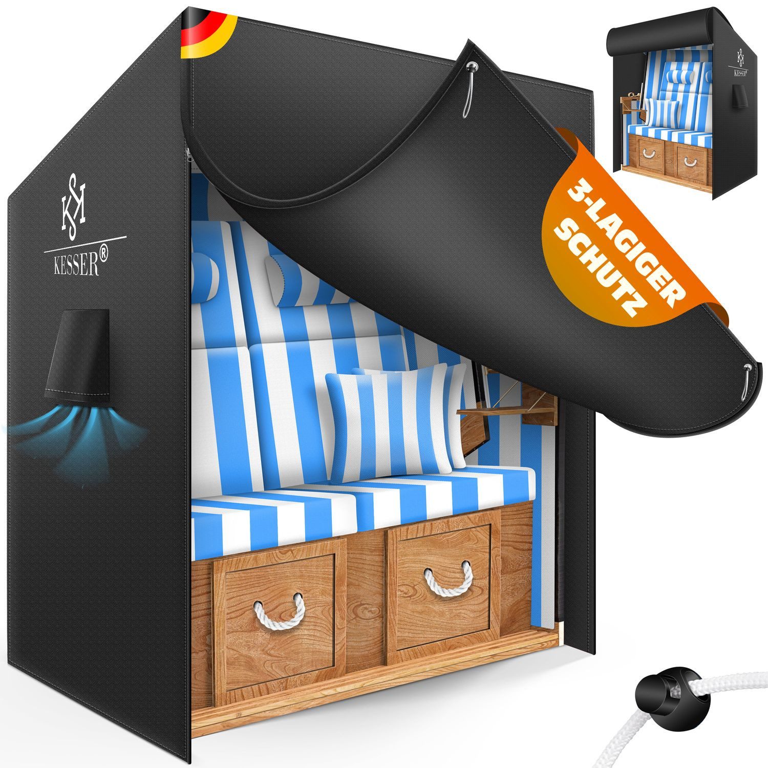 KESSER Strandkorb-Schutzhülle Premium Abdeckung 600D Oxford Gewebe (Strandk günstig online kaufen