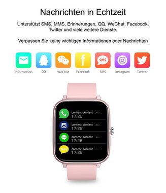 TPFNet SW05 mit Silikon Armband - individuelles Display Smartwatch (Android), Armbanduhr mit Musiksteuerung, Herzfrequenz, Schrittzähler, Kalorien, Social Media etc., Grün