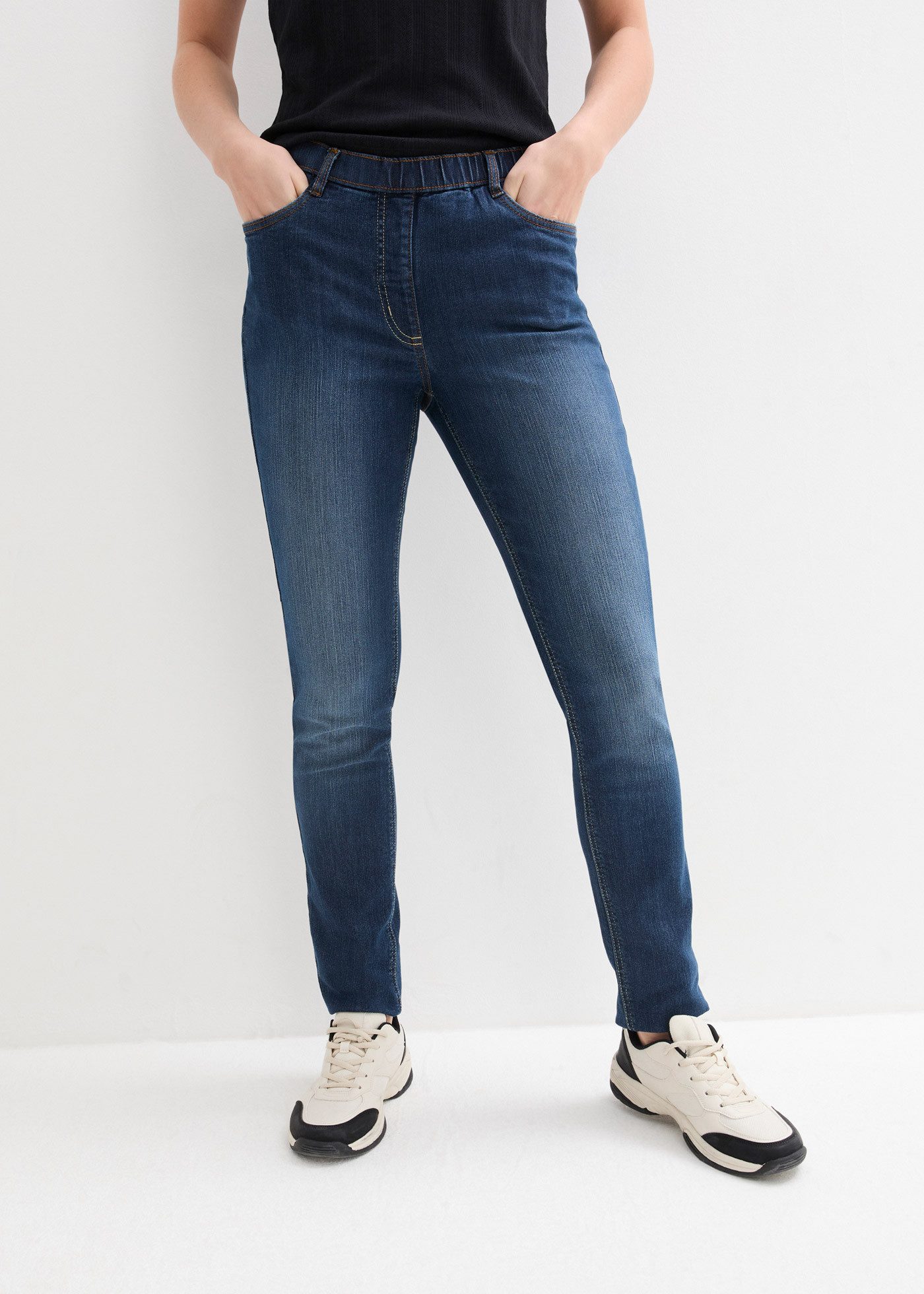 bonprix Jeansjeggings Slim Fit Passform, Mid Waist Schnitt, mit Bequembund