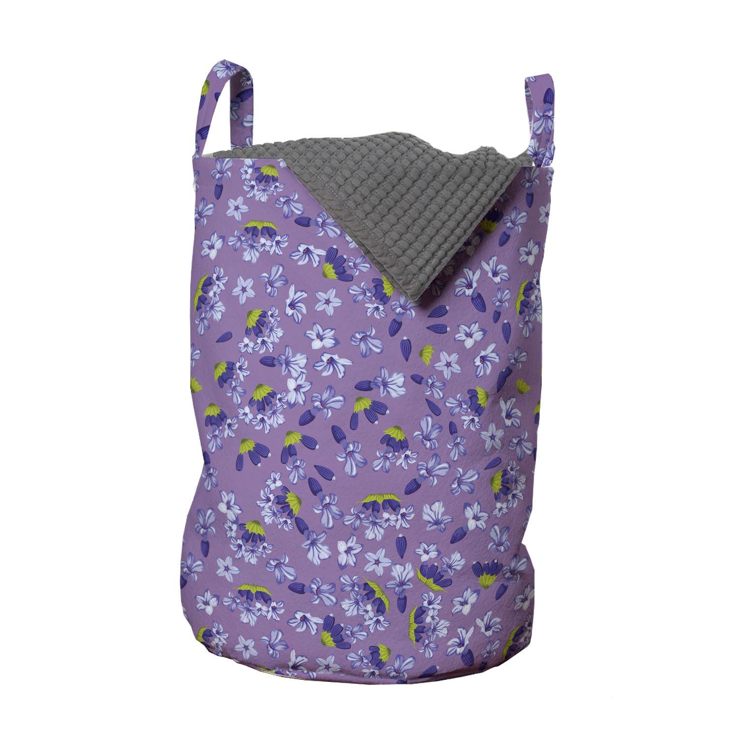 Abakuhaus Wäschesäckchen Wäschekorb mit Griffen Kordelzugverschluss für Waschsalons, Botanik Lavendel Blütenblätter Kunst