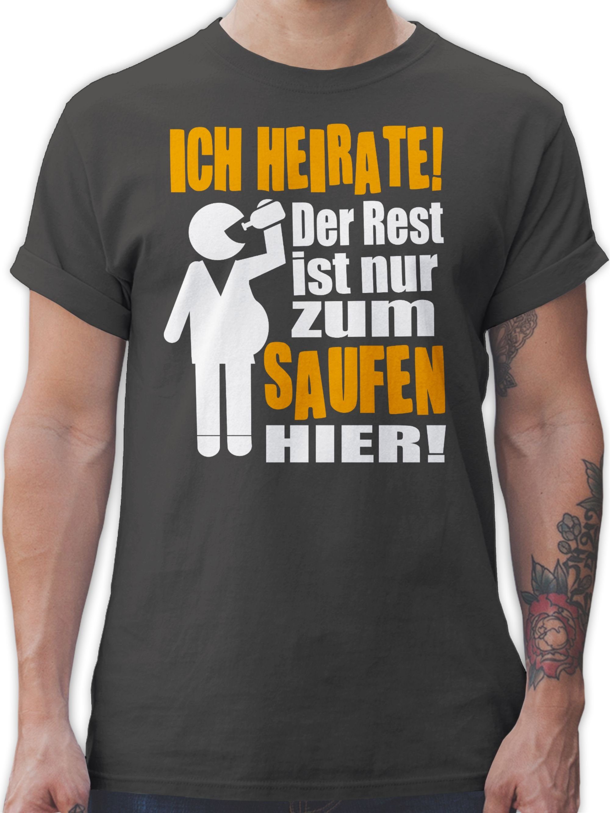 Shirtracer T-Shirt Ich heirate! Männer Figur Rest Flasche nur mit ist 3 Der Dunkelgrau zum JGA hier! saufen