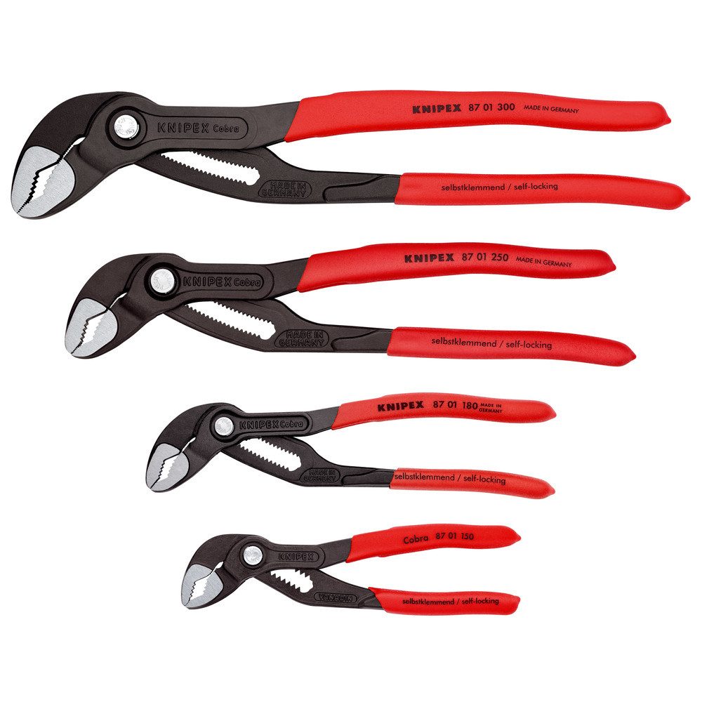 Knipex Zangenset Cobra Wasserpumpenzangen-Satz, DIN ISO 8976, 4-teilig