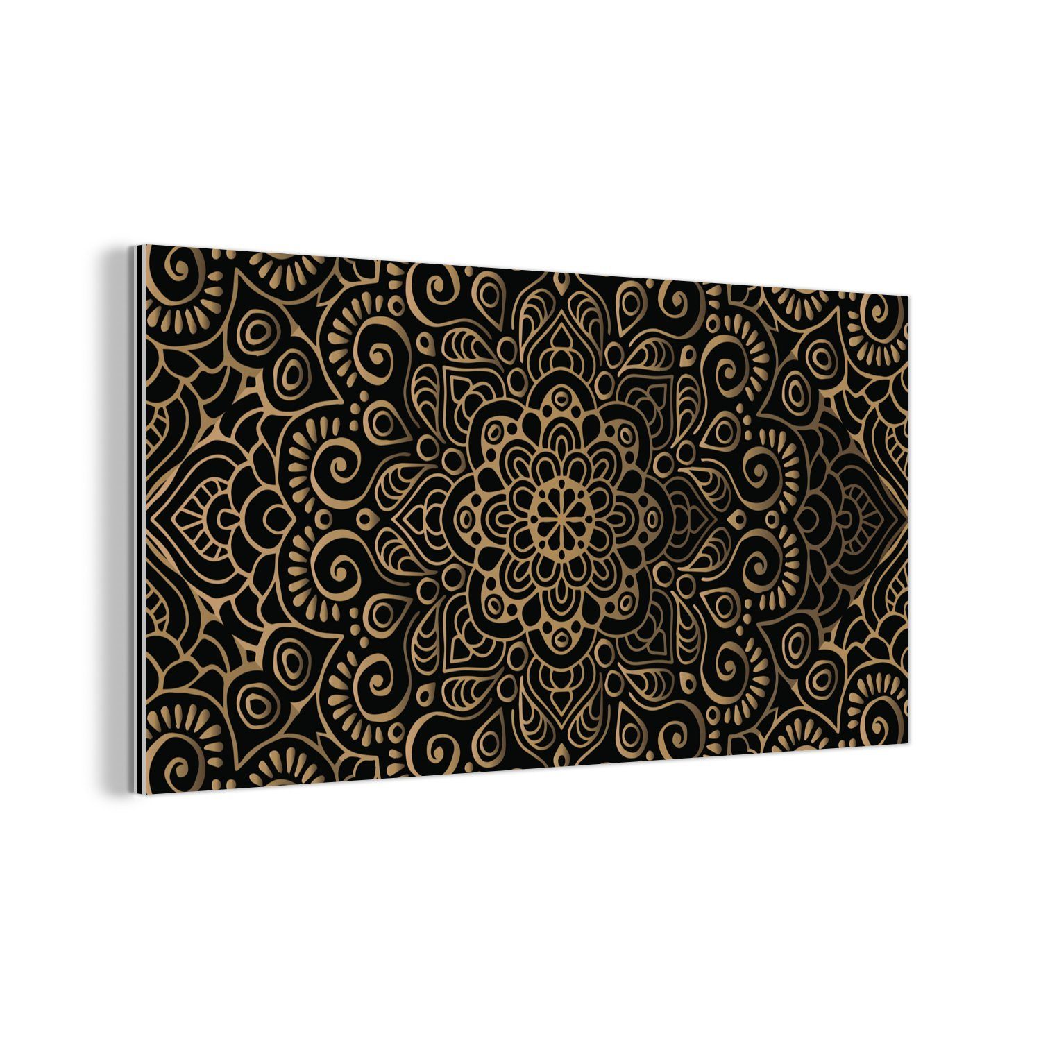 MuchoWow Metallbild Goldenes Muster auf schwarzem günstig online kaufen