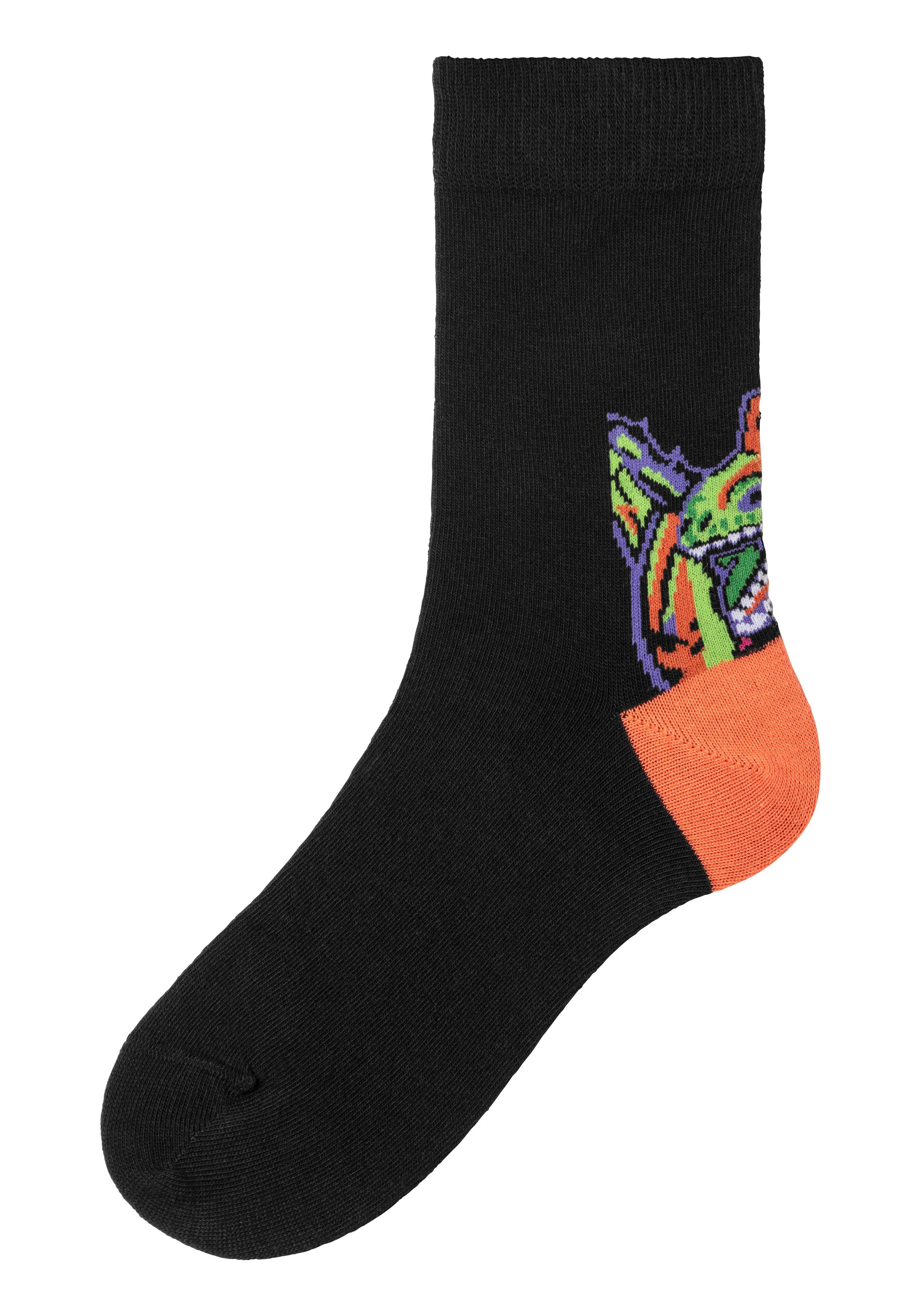 Ferse der (Packung, H.I.S mit Dino farbenfrohen Freizeitsocken Motive über 5-Paar)