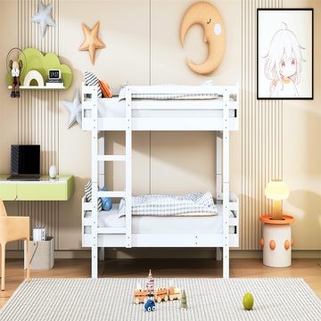 XDeer Etagenbett Kinderbett Etagenbett 90 x 190cm, Bettrahmen aus Massivholz, umwandelbar in zwei Plattformbetten, weiß