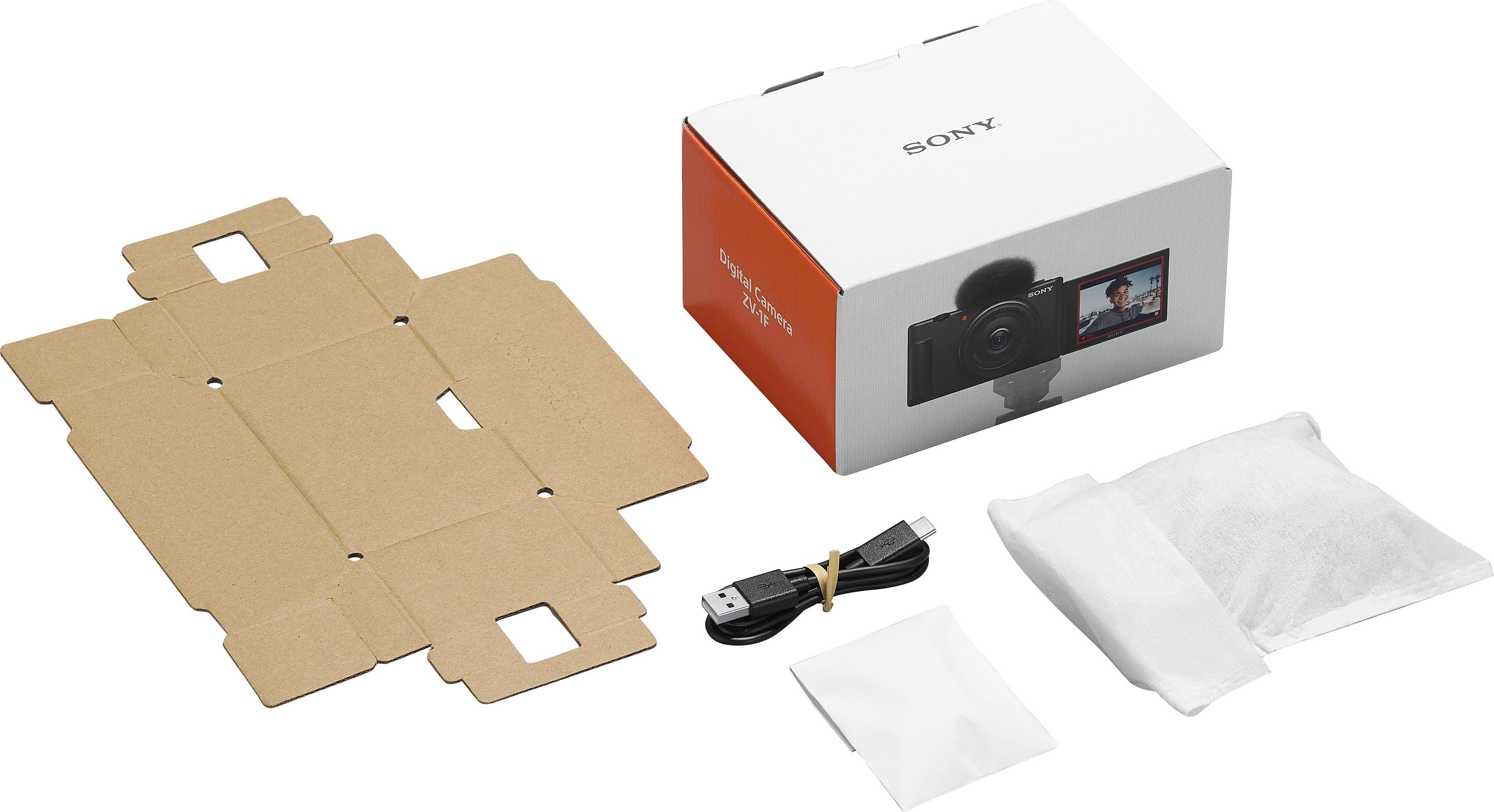 Sony ZV-1F Kompaktkamera (ZEISS Tessar MP, Objektiv, Gruppen, T* Bluetooth, 6 Elemente WLAN) 6 in 20,1