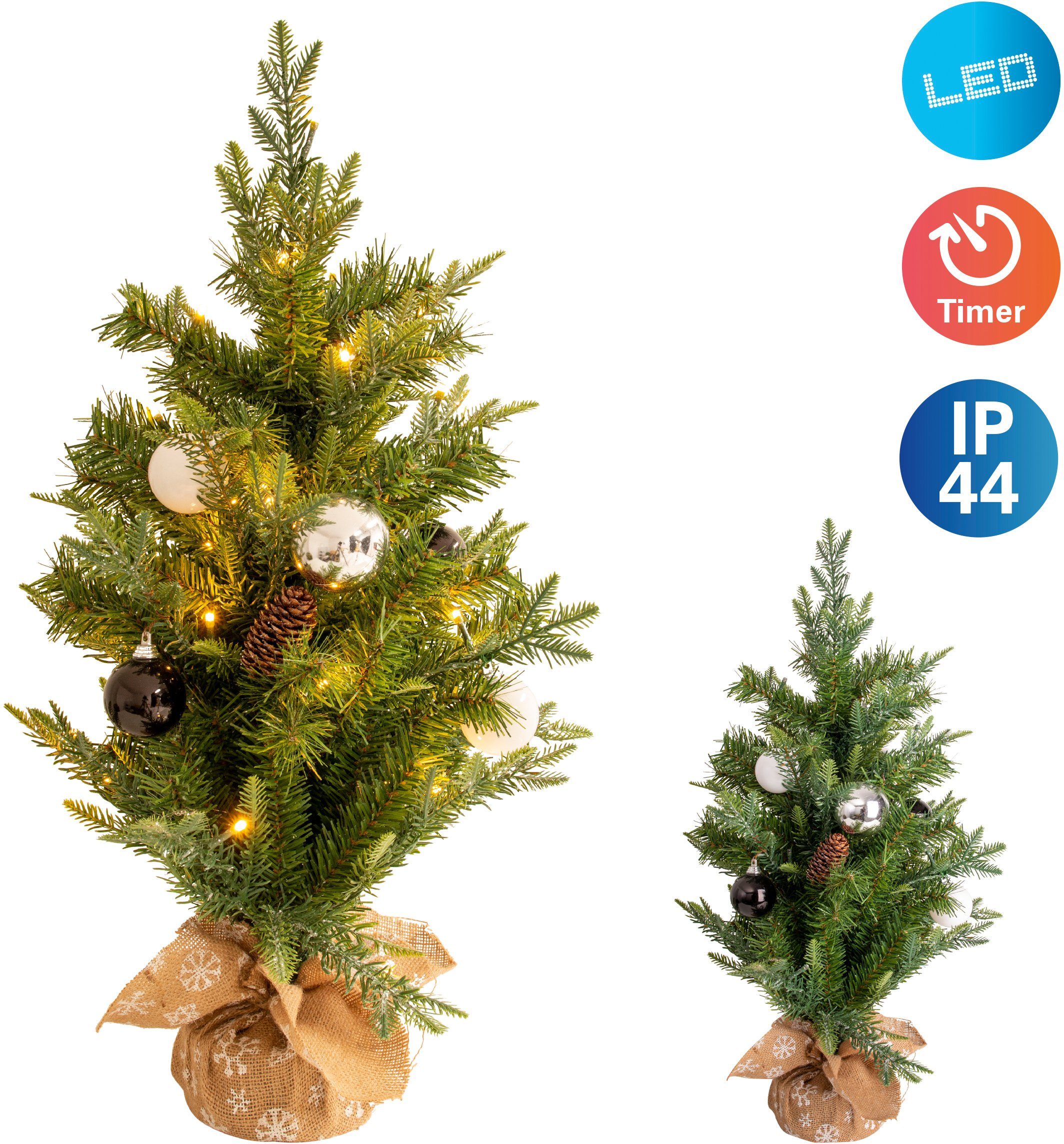 näve geeignet Dekoobjekt Für Aussen LED integriert, Weihnachtsbaum, (6on/18off),40x Warmweiß, LEDÂ´s Timer Ein-/Ausschalter, LED (vor Haustüre),incl. fest