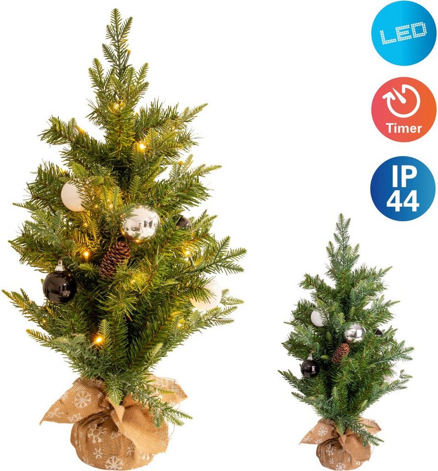 näve LED Dekoobjekt Weihnachtsbaum, Ein-/Ausschalter, LED fest integriert,  Warmweiß, Für Aussen geeignet (vor Haustüre),incl. Timer (6on/18off),40x  LEDÂ´s