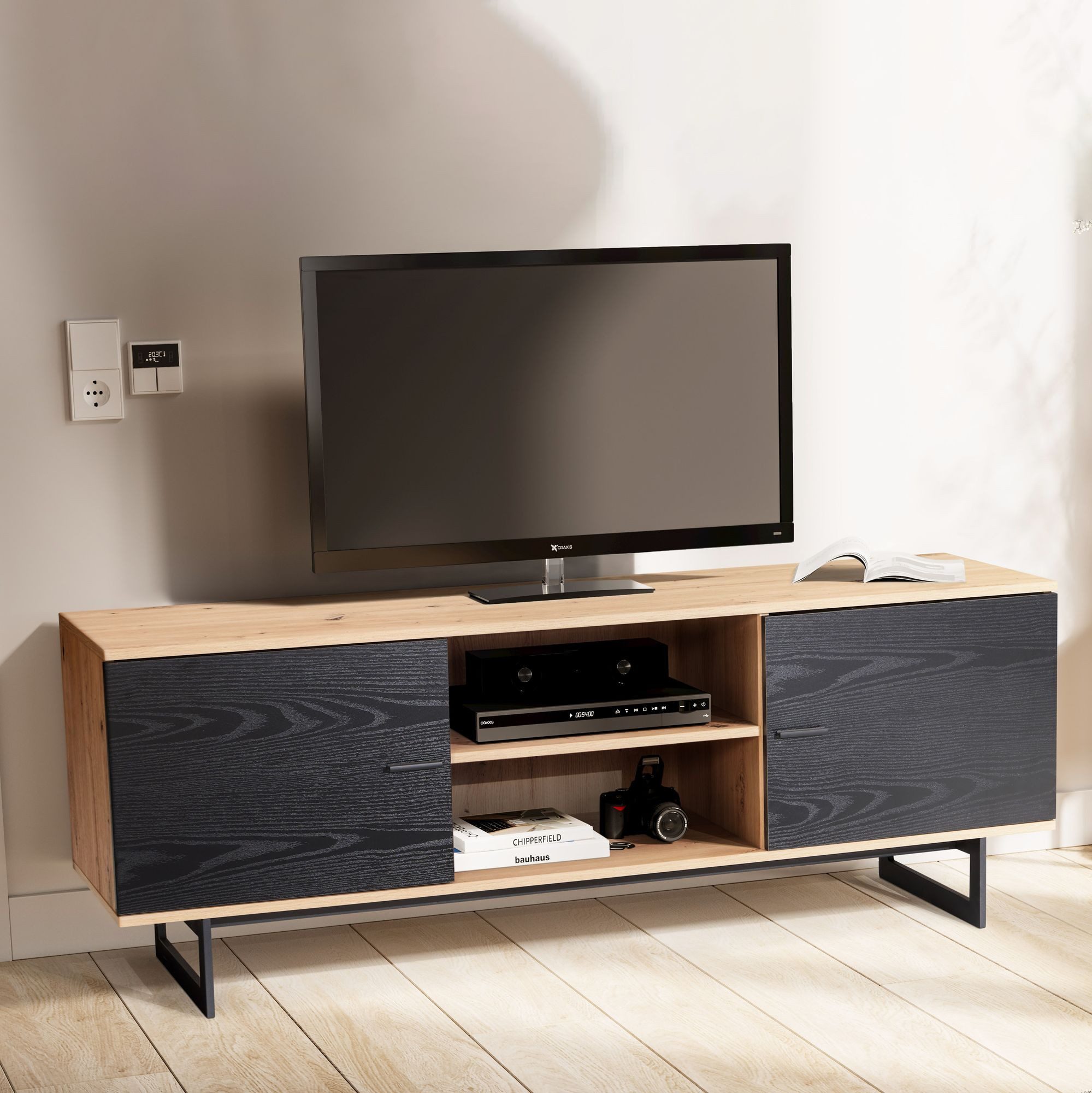 FINEBUY Lowboard FB56085 TV Schrank 150 cm Fernsehkommode Fernsehschrank Ei günstig online kaufen