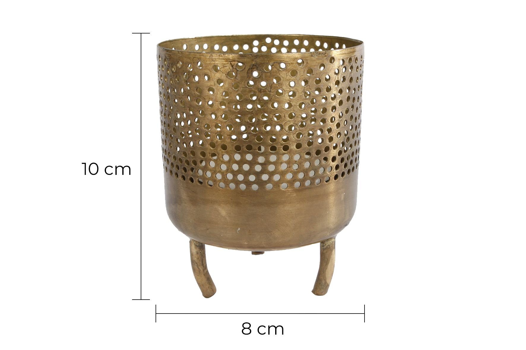 Farbe Design, Größe St), Luca im (1 gold, 8x8x10 orientalischen Teelichtständer Rivanto Teelichthalter cm
