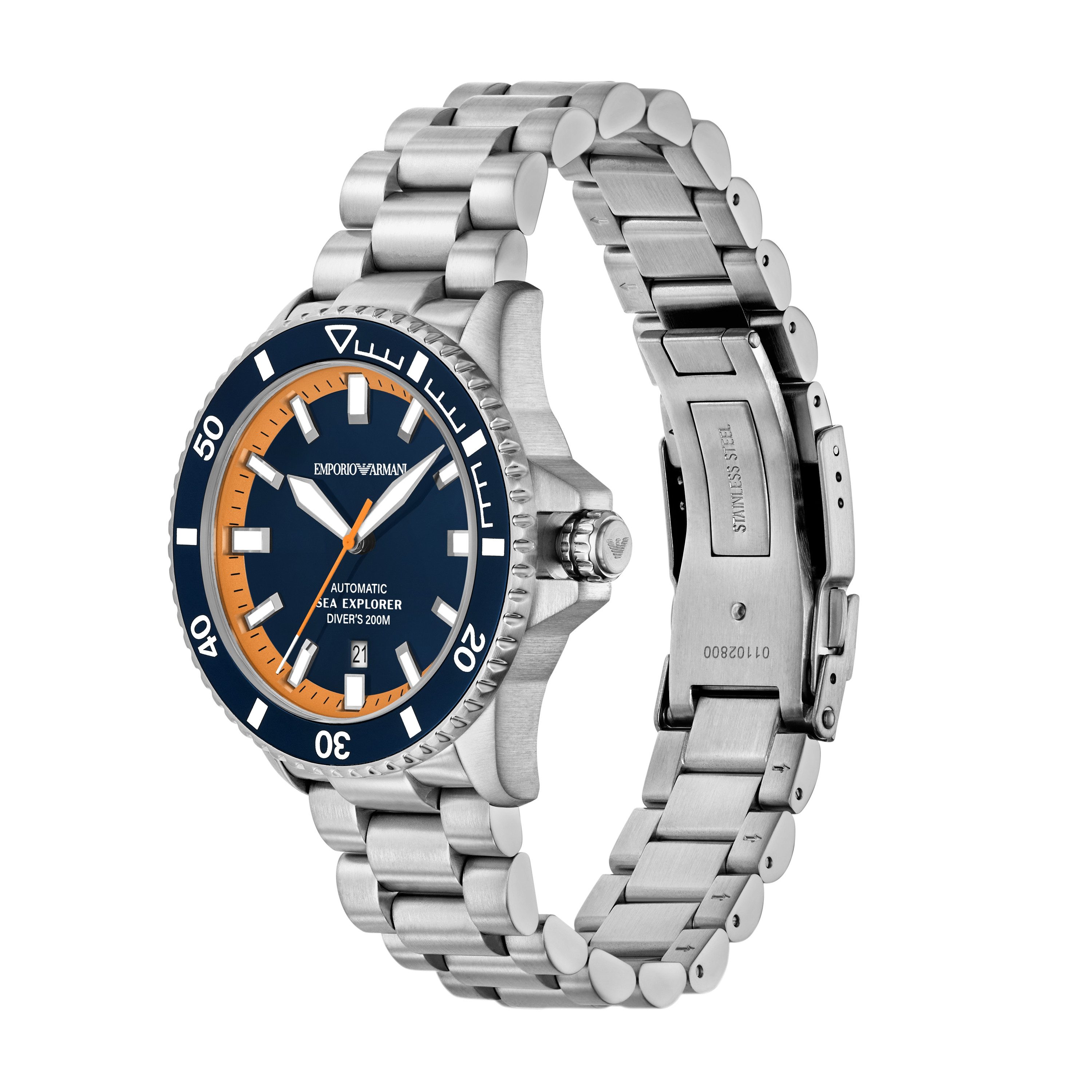 Emporio Armani Automatikuhr AR60090, Armbanduhr, Herrenuhr, Mechanische Uhr, Edelstahlarmband, analog, Tag – Bild 4 von 5