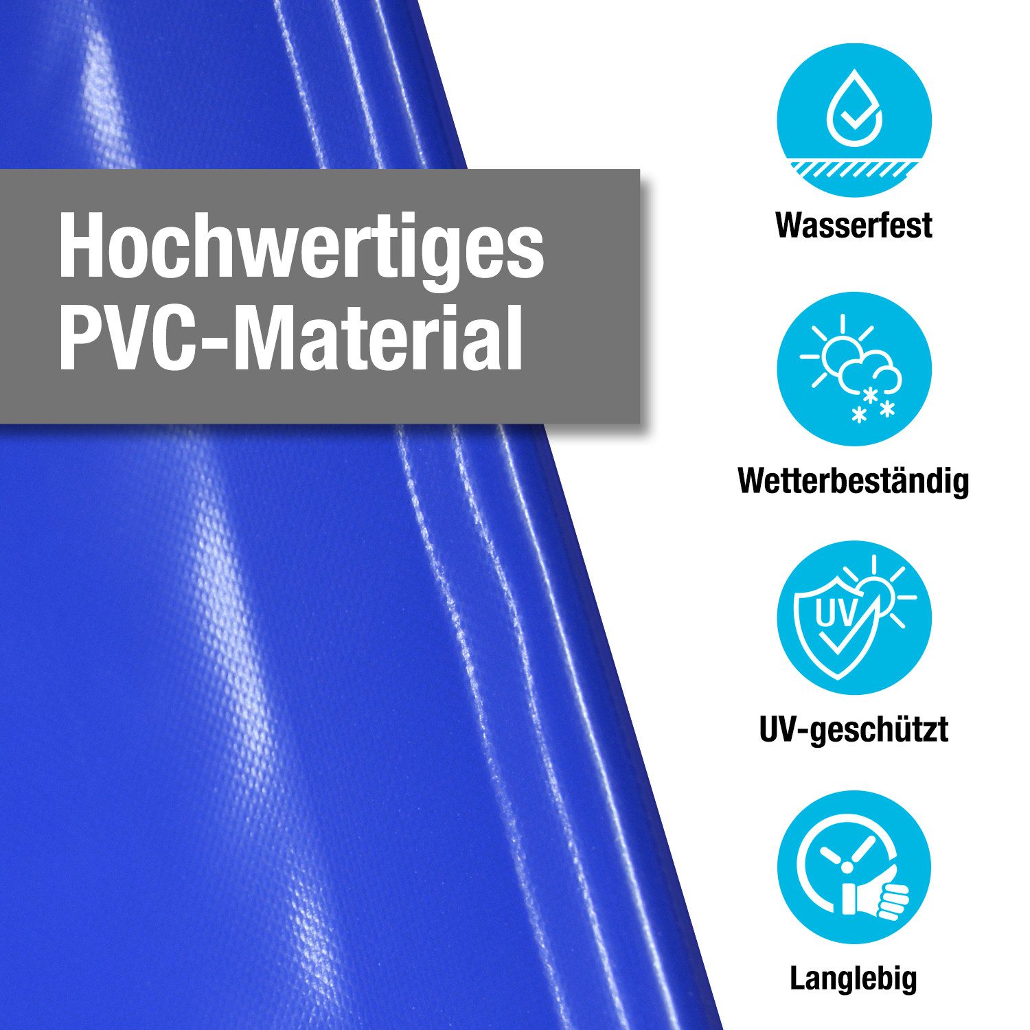 AirDeluxe Pool-Abdeckplane (Profi-Qualität) Runde aufblasbare Poolplanen/Schwimmbad, aus LKW-Plane