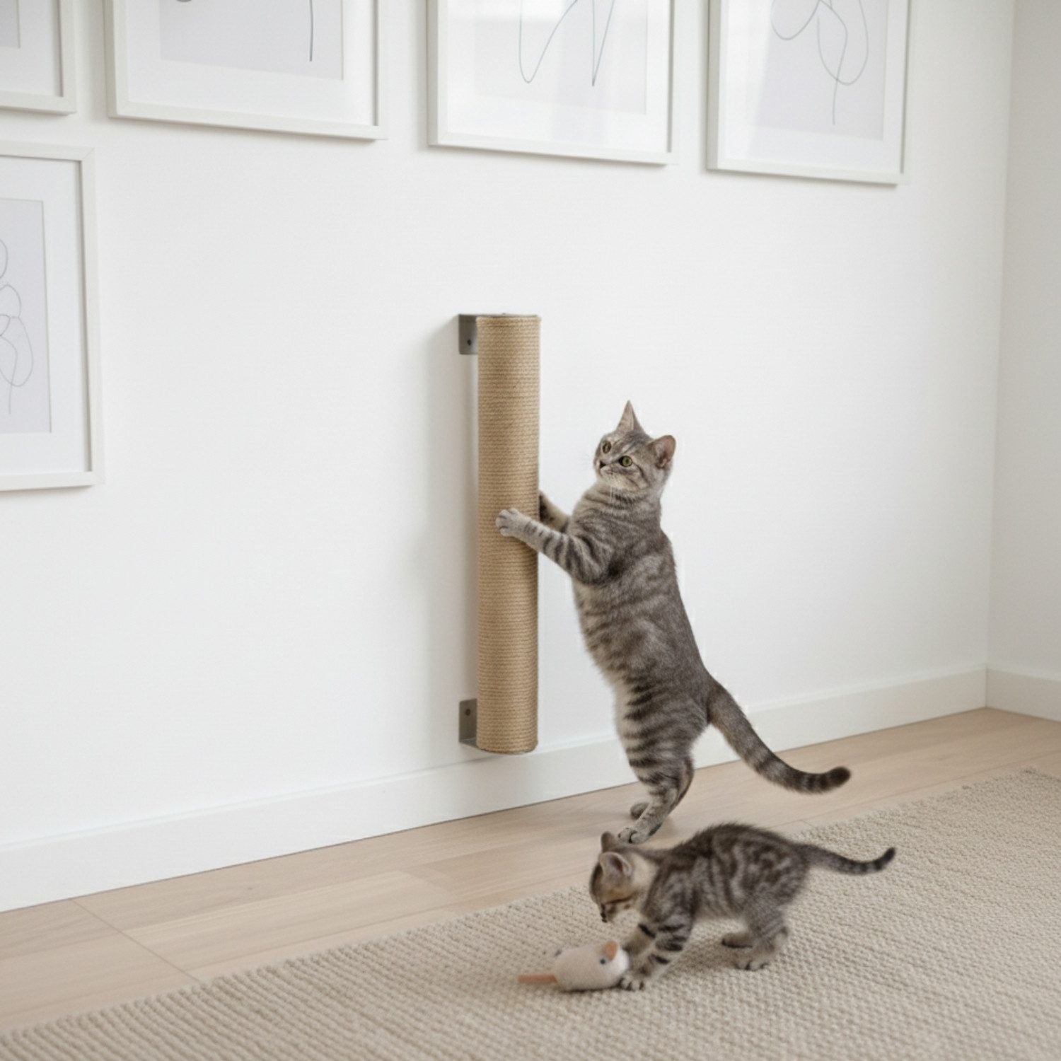 eyepower Kratzbaum zur Wandmontage - 60 cm Wandkratzbaum für Katzen - Sisal Kratzstamm, Sistammstamm Wand - Katzenkratzbaum platzsparend - Kletterwand Katze