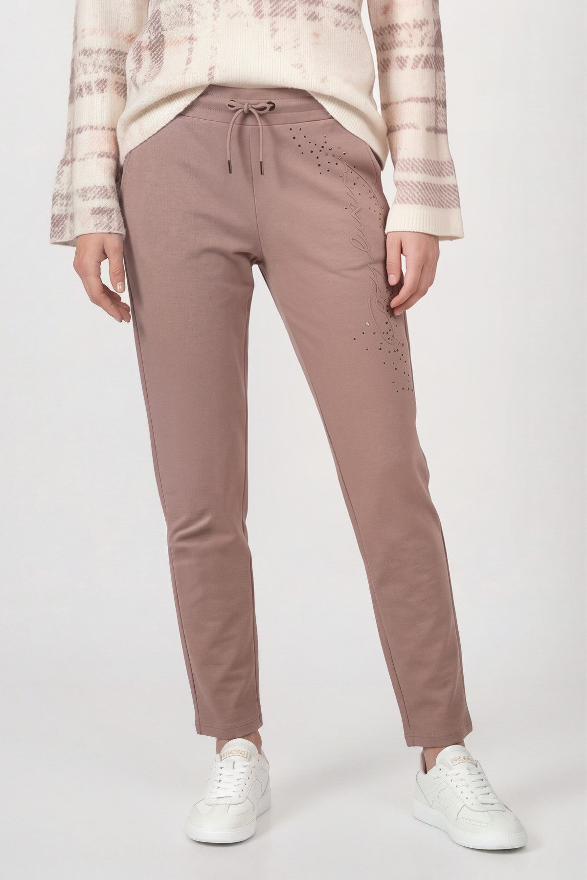 Monari Sweathose Hose Sweat Regular fit mit Strassdetails