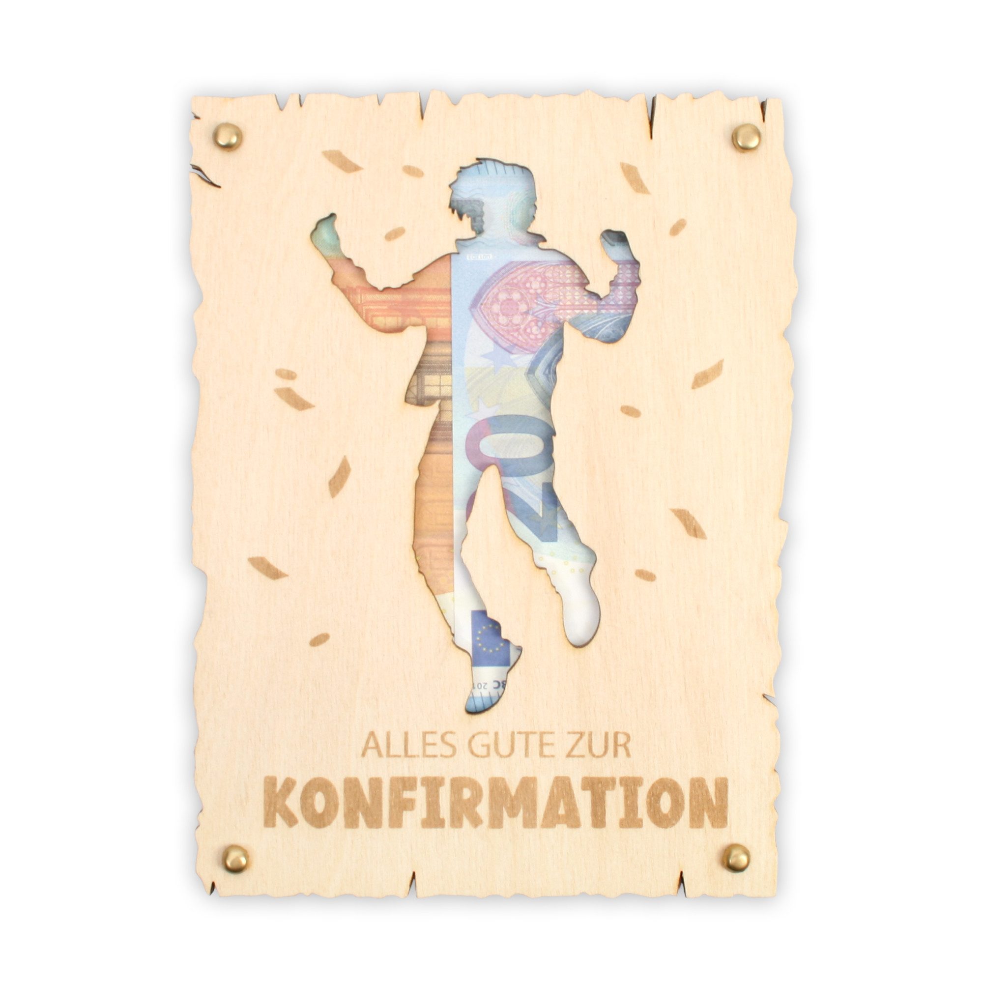 Kreative Feder Glückwunschkarte „Glückwunsch zur Konfirmation“ - Glückwunsch-Karte aus Holz