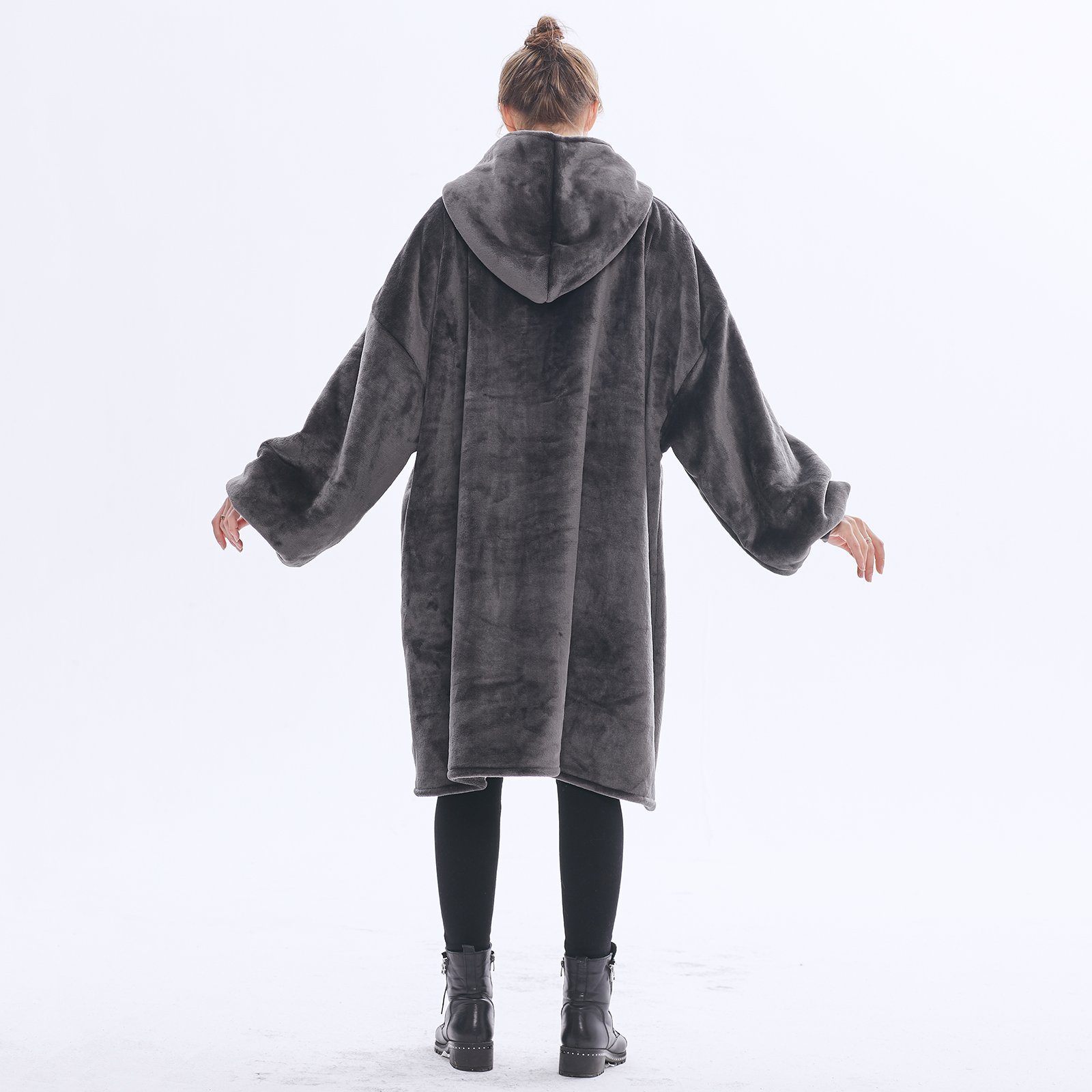 warme, großer weiche, Grau Blanket, Hoodie Sunicol, Fronttasche komfortable Riesenpullover Super mit Fuzzy Gemütliche Übergroße Riesen-Hoodie, Wohndecke