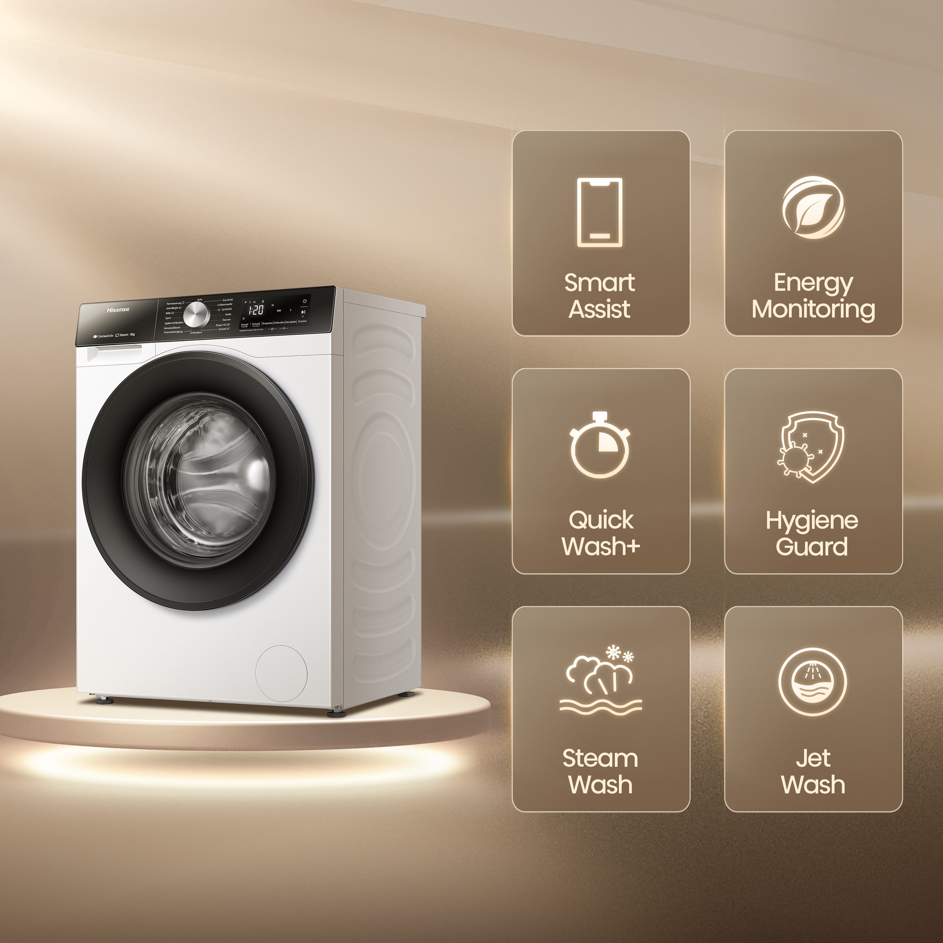 Hisense perilica rublja WF3S8043BW3, 8 kg, 1400 o/min, Wifi-ConnectLife