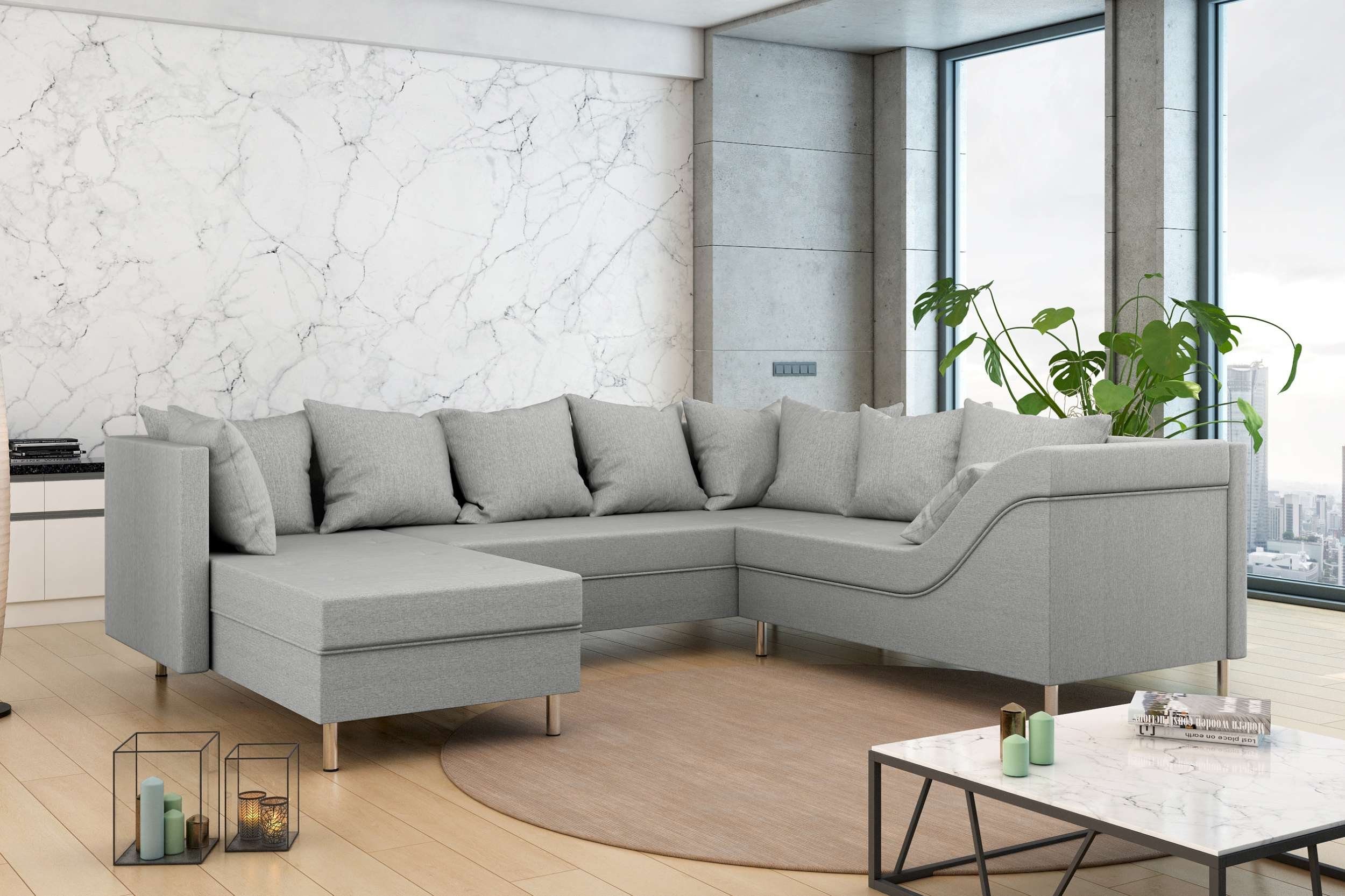 Stylefy Wohnlandschaft Lotos, Sofa, U-Form, mane links oder rechts bestellbar, frei im Raum stellbar, Modern Design, made in Europa