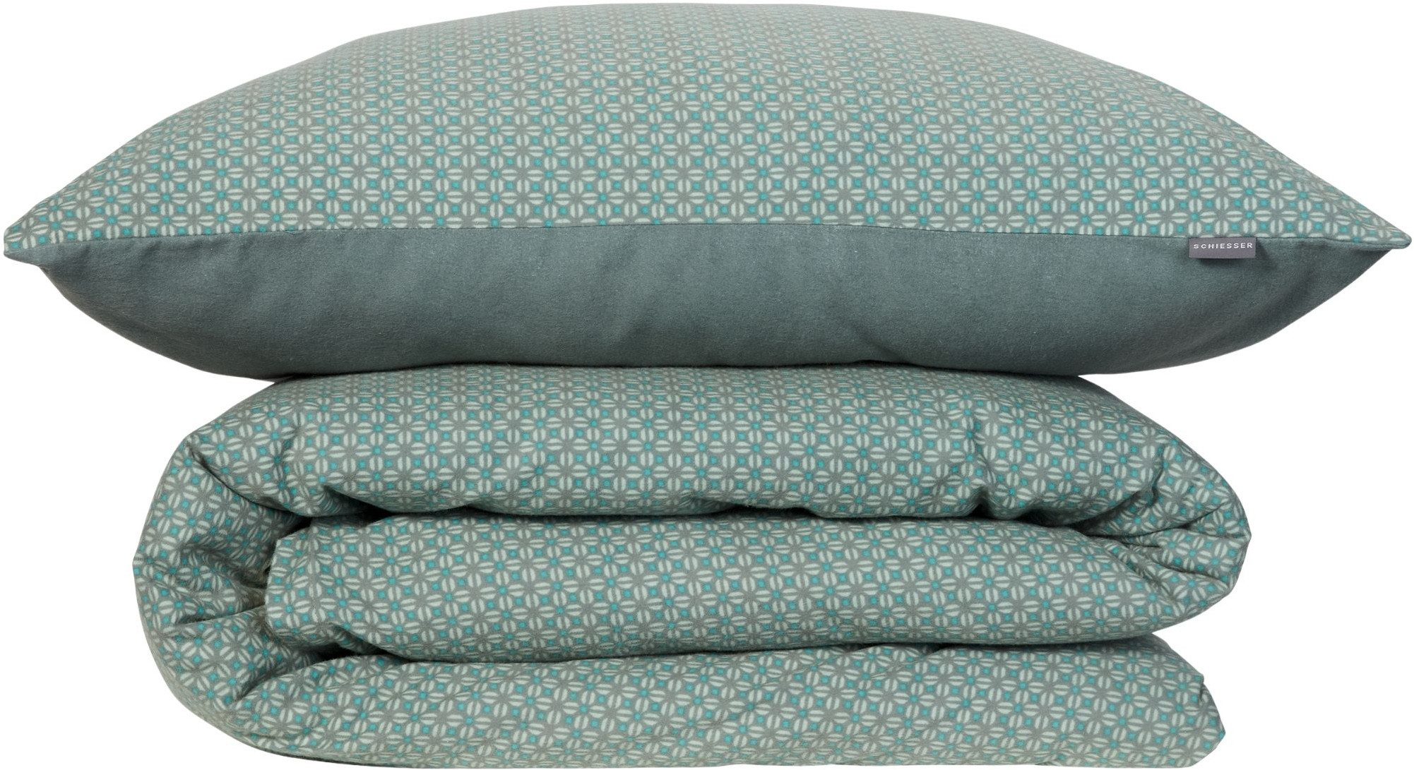Schiesser Wendebettwäsche Lucy aus weicher Baumwolle im schlichten Minimaldessin, Feinbiber, 2 teilig, OEKO-TEX® MADE IN GREEN-zertifiziert