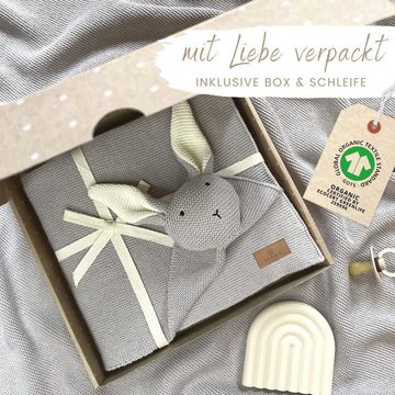 Babydecke DIKOS® Babydecke SCHMUSE-HASE Baby Geschenk Mädchen Junge Geschenkset, DIKOS, Geschenk zur Geburt, PREMIUM Qualität, 100 % BIO Baumwolle, nachhaltig