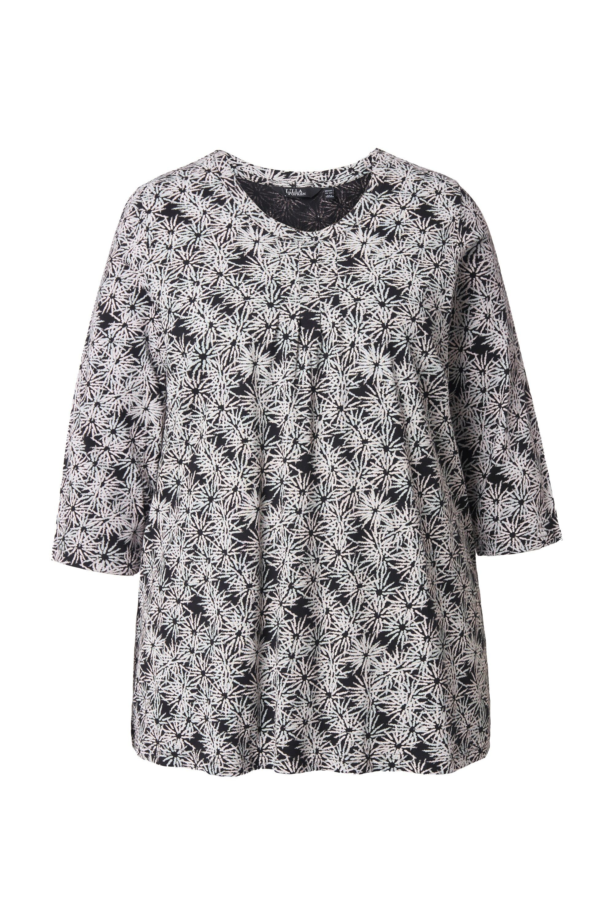 Ulla Popken T-Shirt Shirt Blüten A-Linie Rundhals 3/4-Arm – Bild 2 von 4