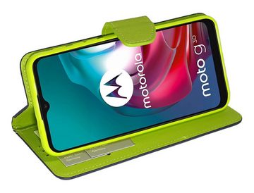 cofi1453 Handyhülle Buchtasche "Fancy" für Motorola Moto G30 Blau-Grün 6,5 Zoll, Kunstleder Schutzhülle Handy Wallet Case Cover mit Kartenfächern, Standfunktion