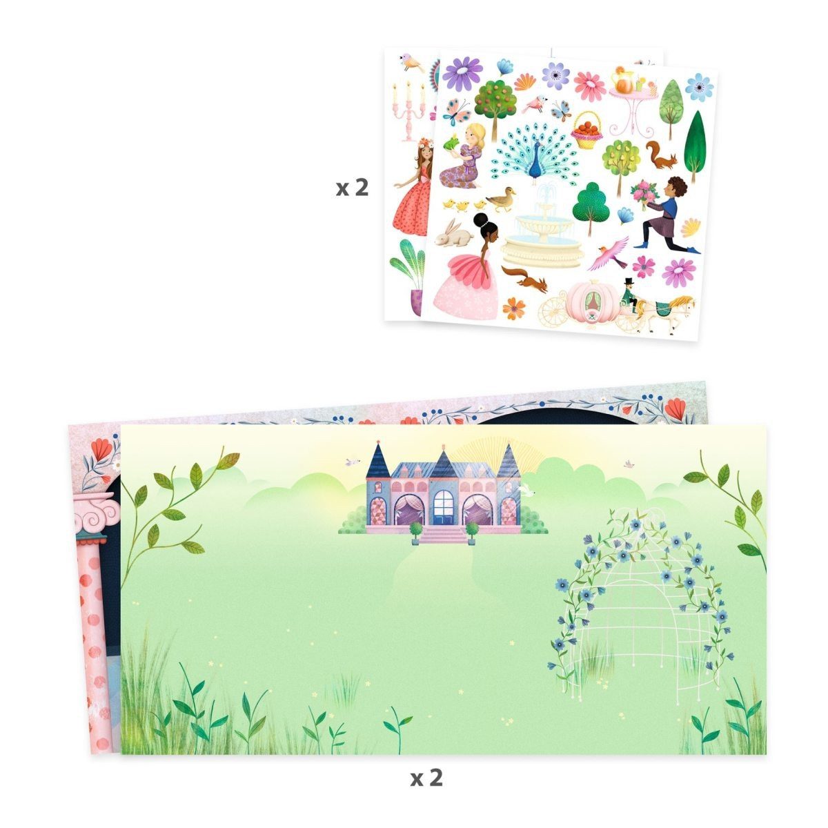 DJECO Kreativset Stickerbuch: Leben im Schloss Kreativset für Kinder