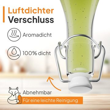 Flaschen-Fuchs Vorratsglas 1000ml Flaschen zum Befüllen Bügelverschluss Schnaps Likörflaschen, Glas, (24er Set)
