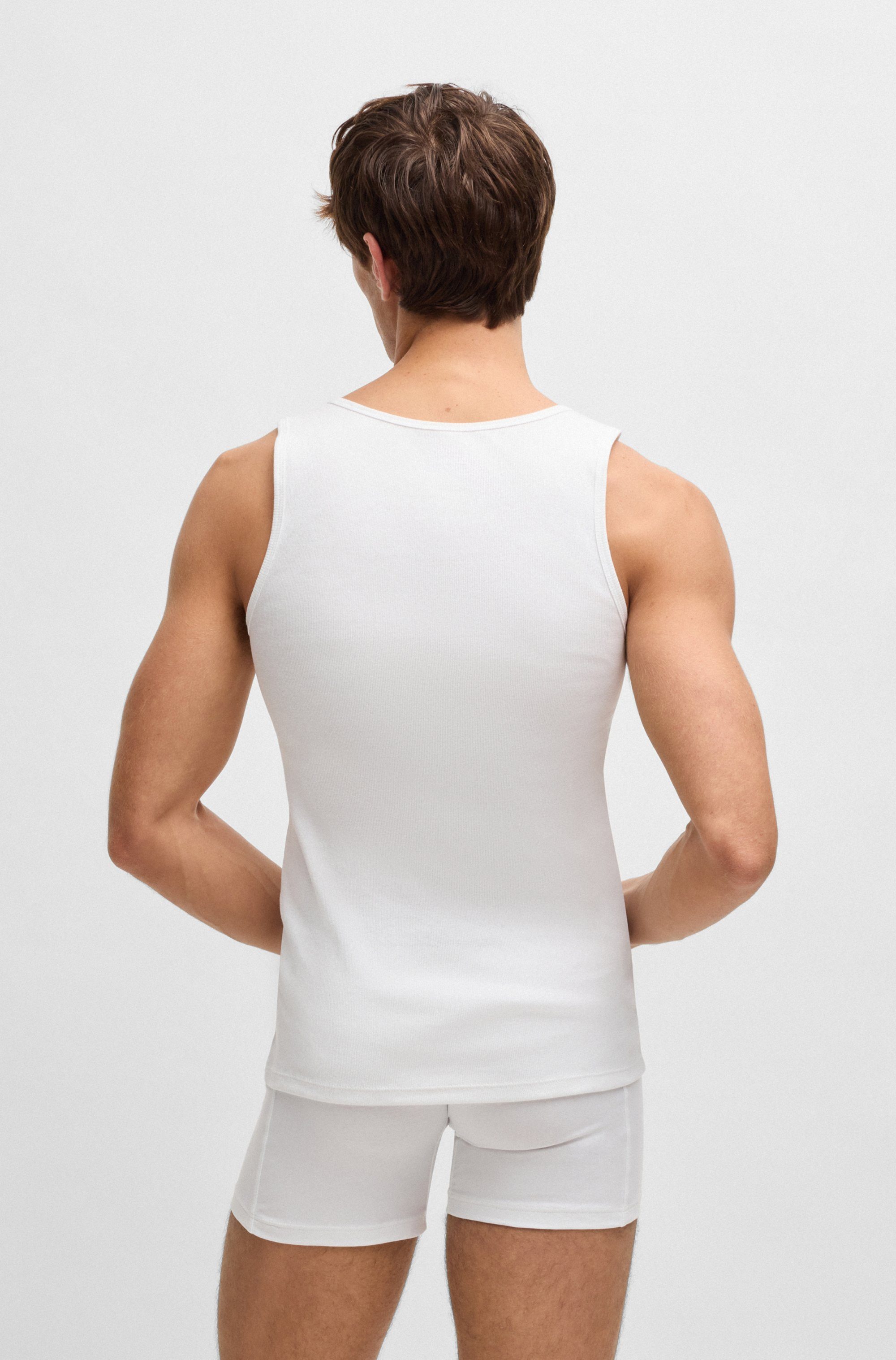 BOSS Tanktop 3P RibClassic BOSS ONE Ton in Ton Stickerei auf der Brust