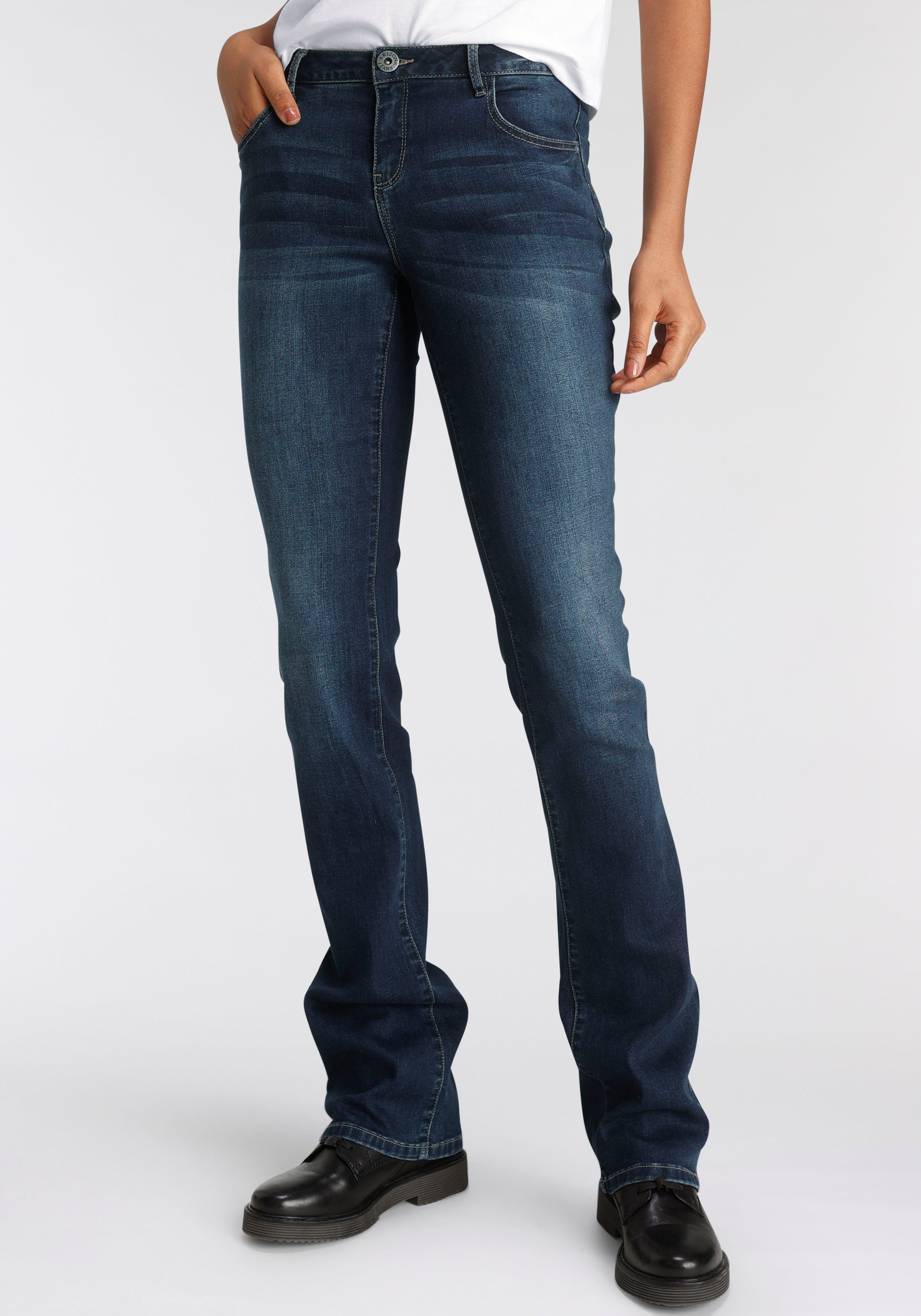 Arizona Bootcut-Jeans Ultra-Stretch Mid-Waist dark-blue-used