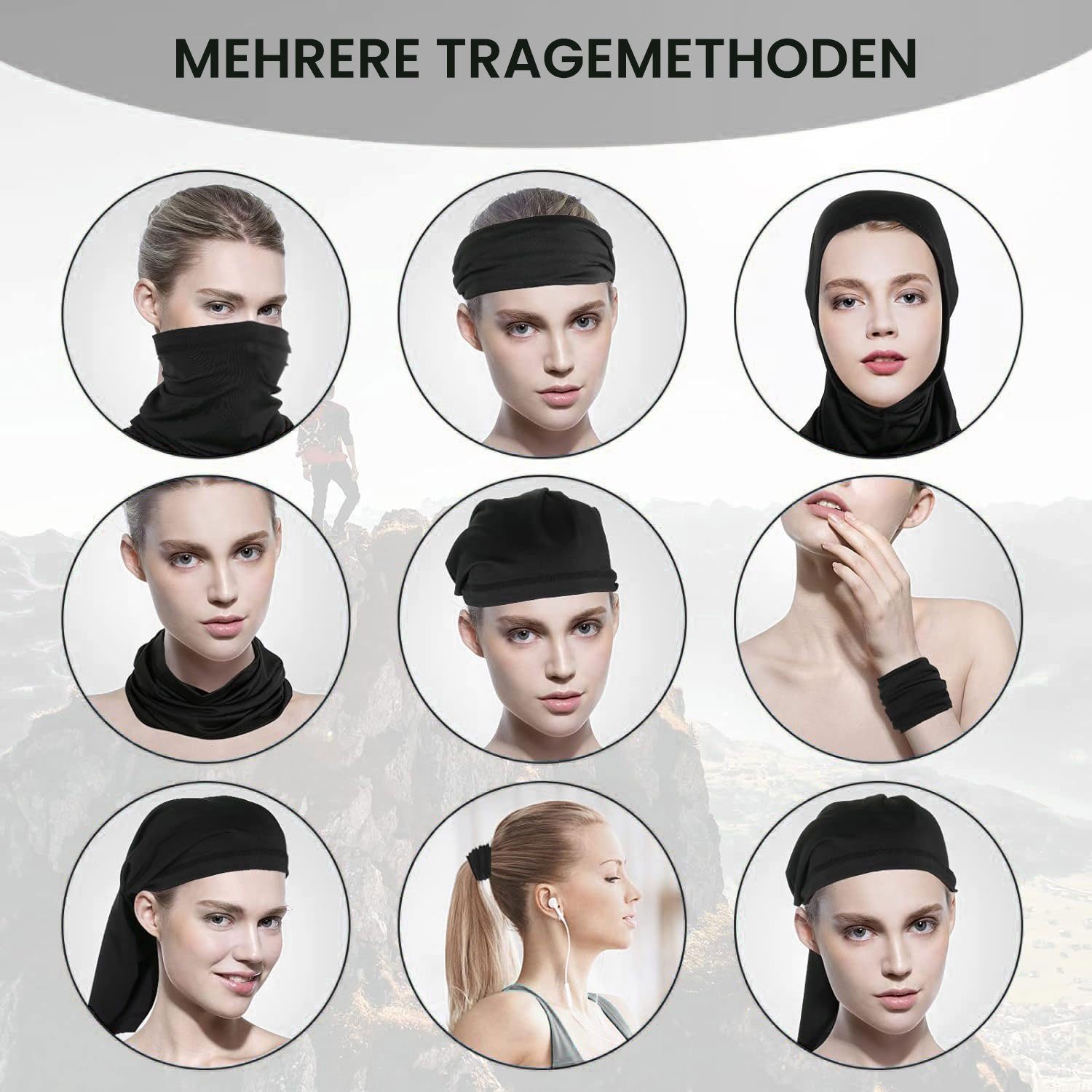 MAGICSHE Multifunktionstuch Sport-Turban-Schal,Herren/Damen, weiß Bandana Halstuch (3-St),