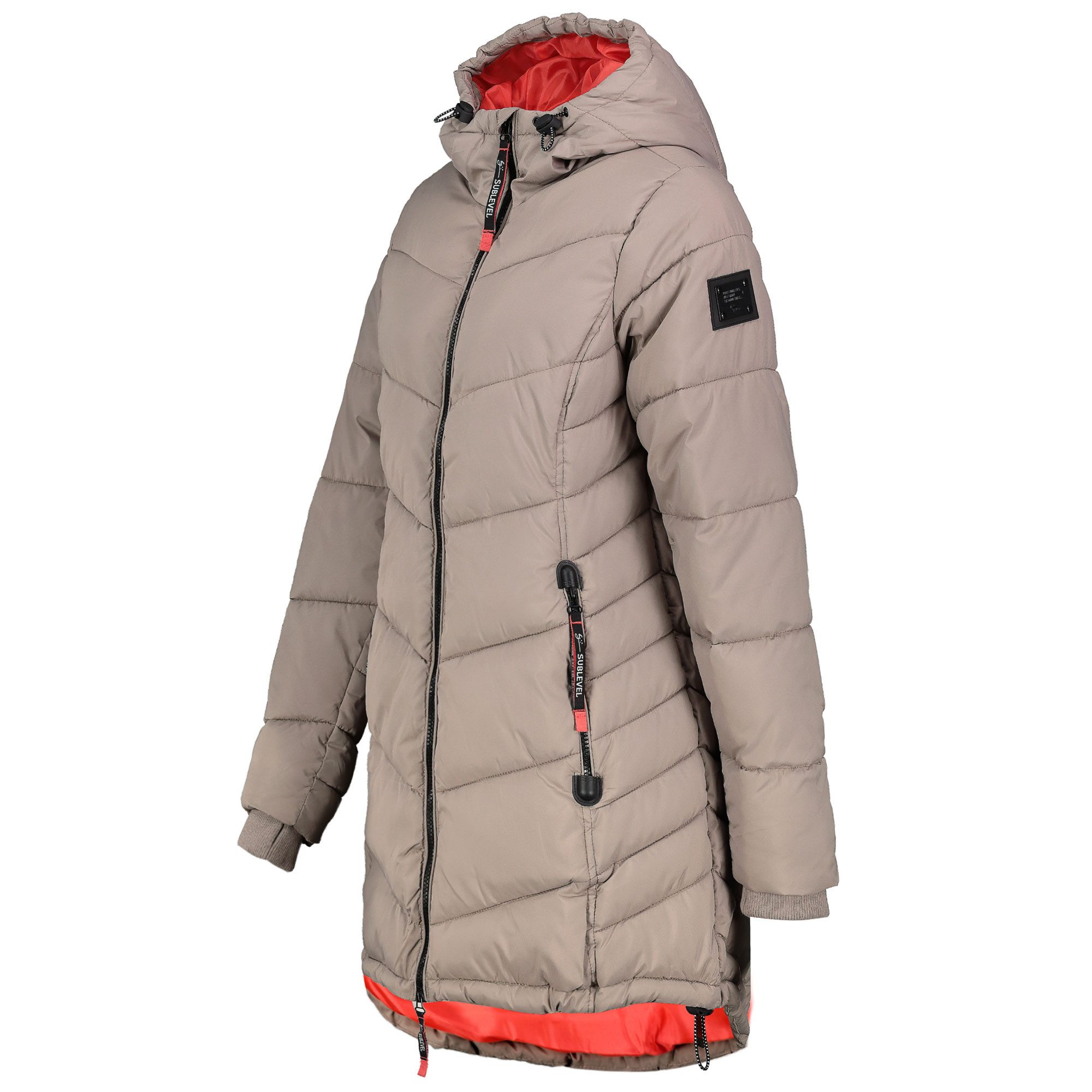 SUBLEVEL Steppjacke Damen Mantel mit Kapuze lange Winter Jacke Parka Stehkragen, Kapuze, flauschig, kuschelig, warm, Outdoor, Mantel – Bild 3 von 5