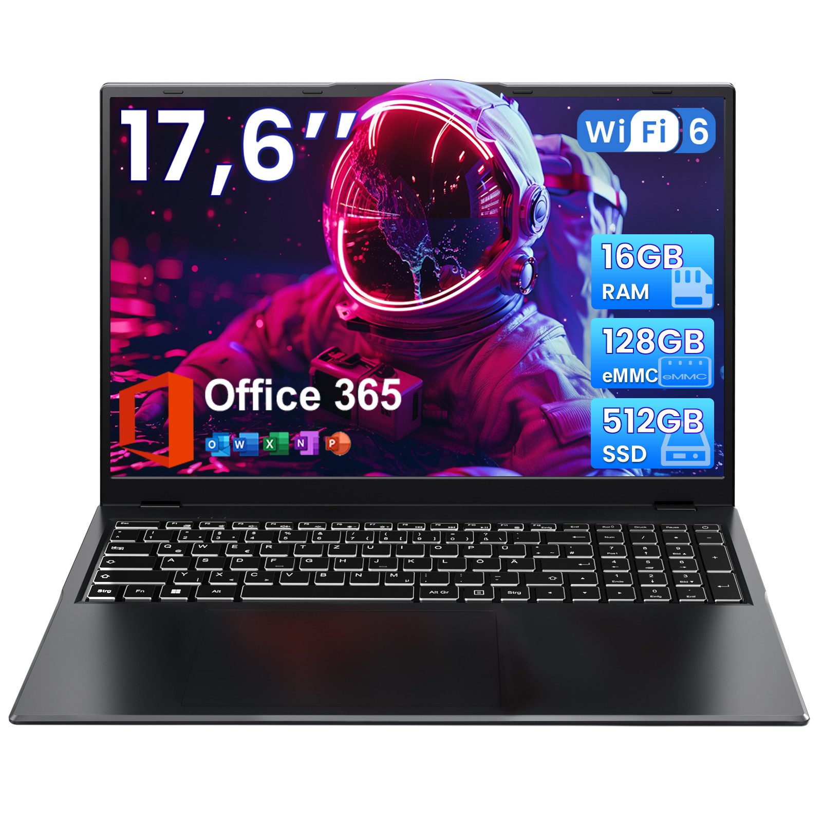 Jumper 17.6" Laptop, Intel N95 16GB RAM 640GB SSD, Windows 11, 100% sRGB FHD Notebook (Windows 11, Alder Lake N95, 16 GB, 16 GB HDD, 640 GB SSD, Intel UHD Graphics)